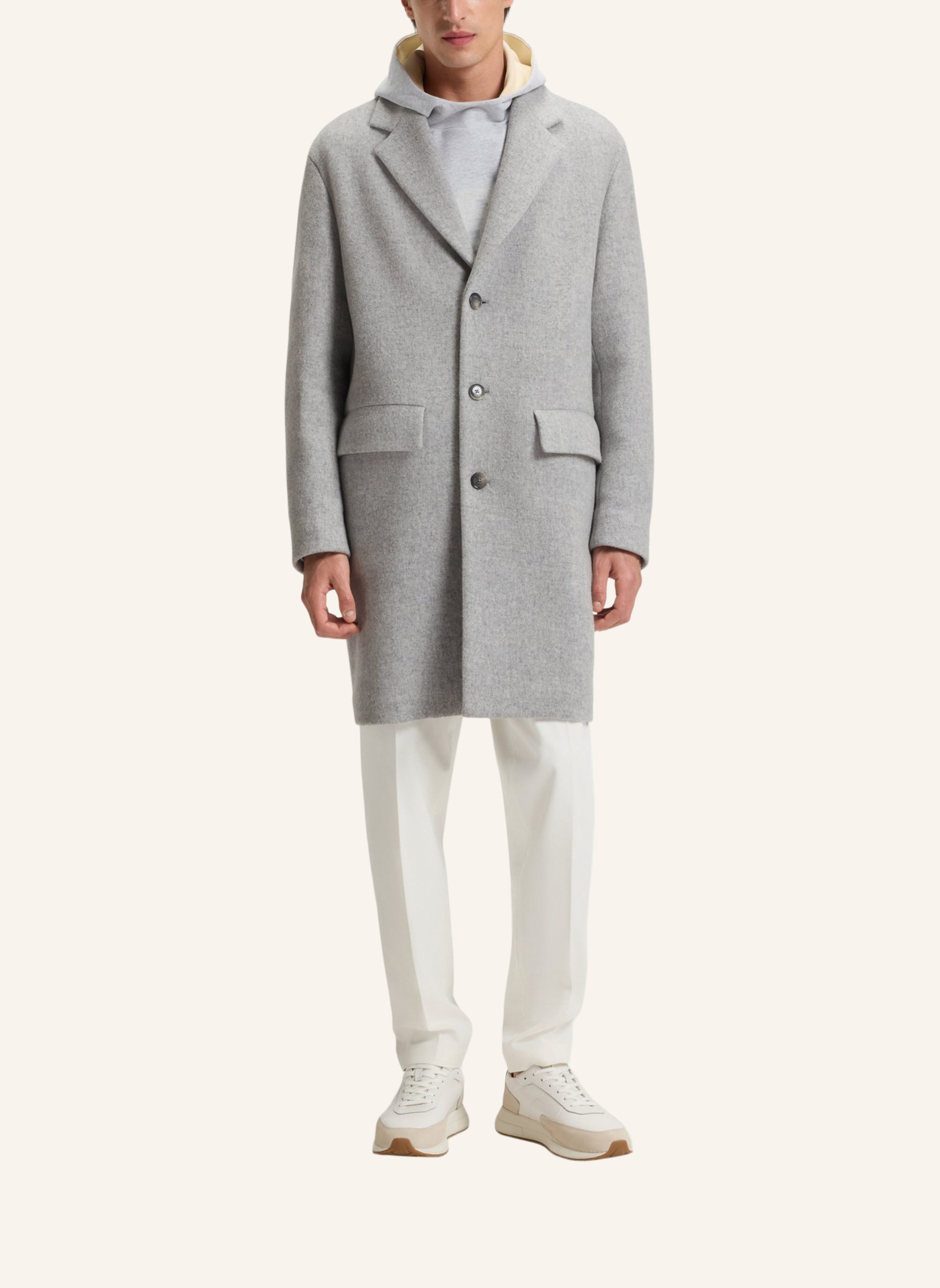 Thumbnail - Boss Klassischer Mantel C-Cale-Flaps-254 Relaxed Fit grau