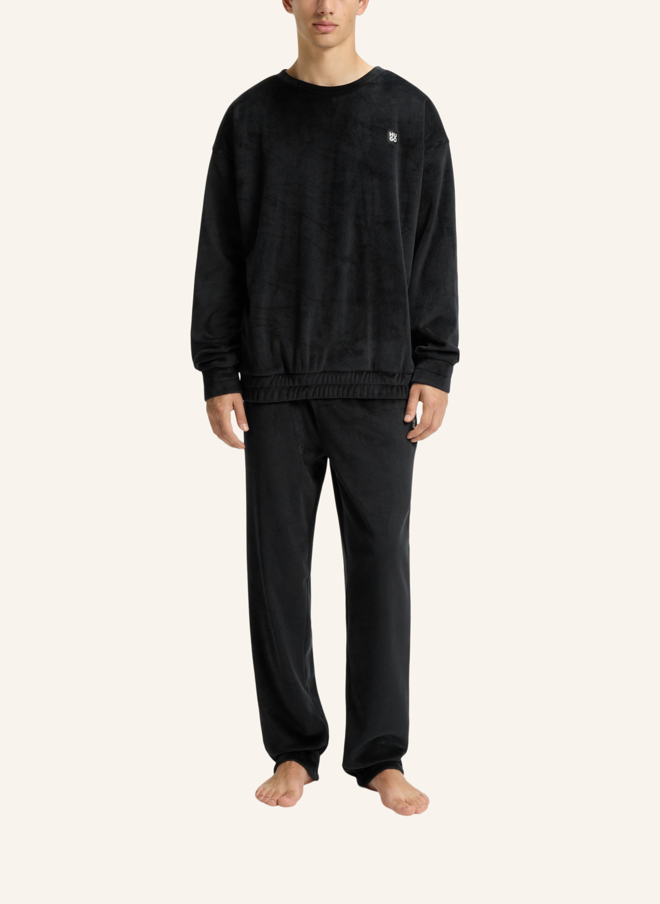 Thumbnail - Hugo Loungewear Oberteil Velvet Sweatshirt Relaxed Fit schwarz