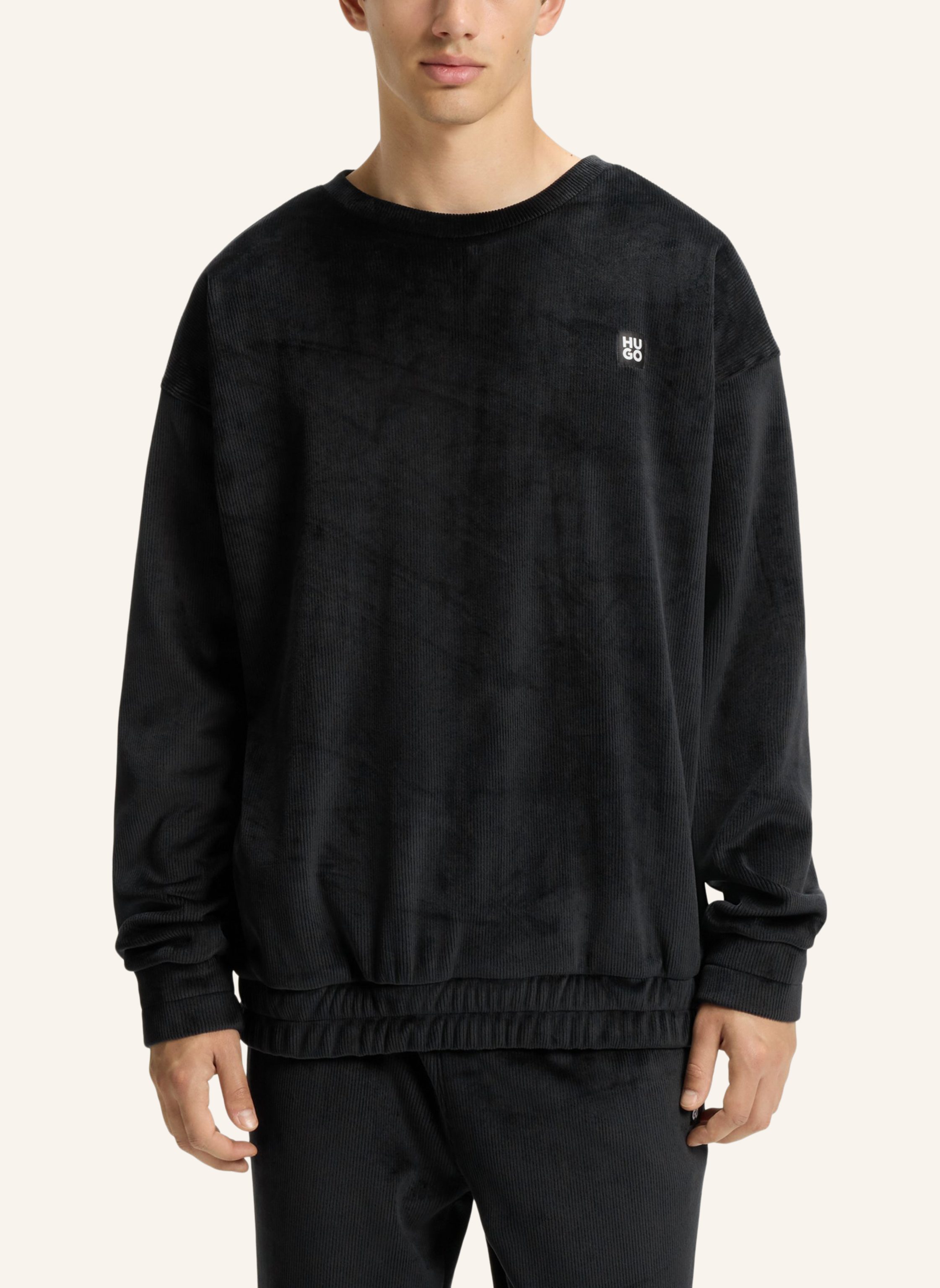 Thumbnail - Hugo Loungewear Oberteil Velvet Sweatshirt Relaxed Fit schwarz