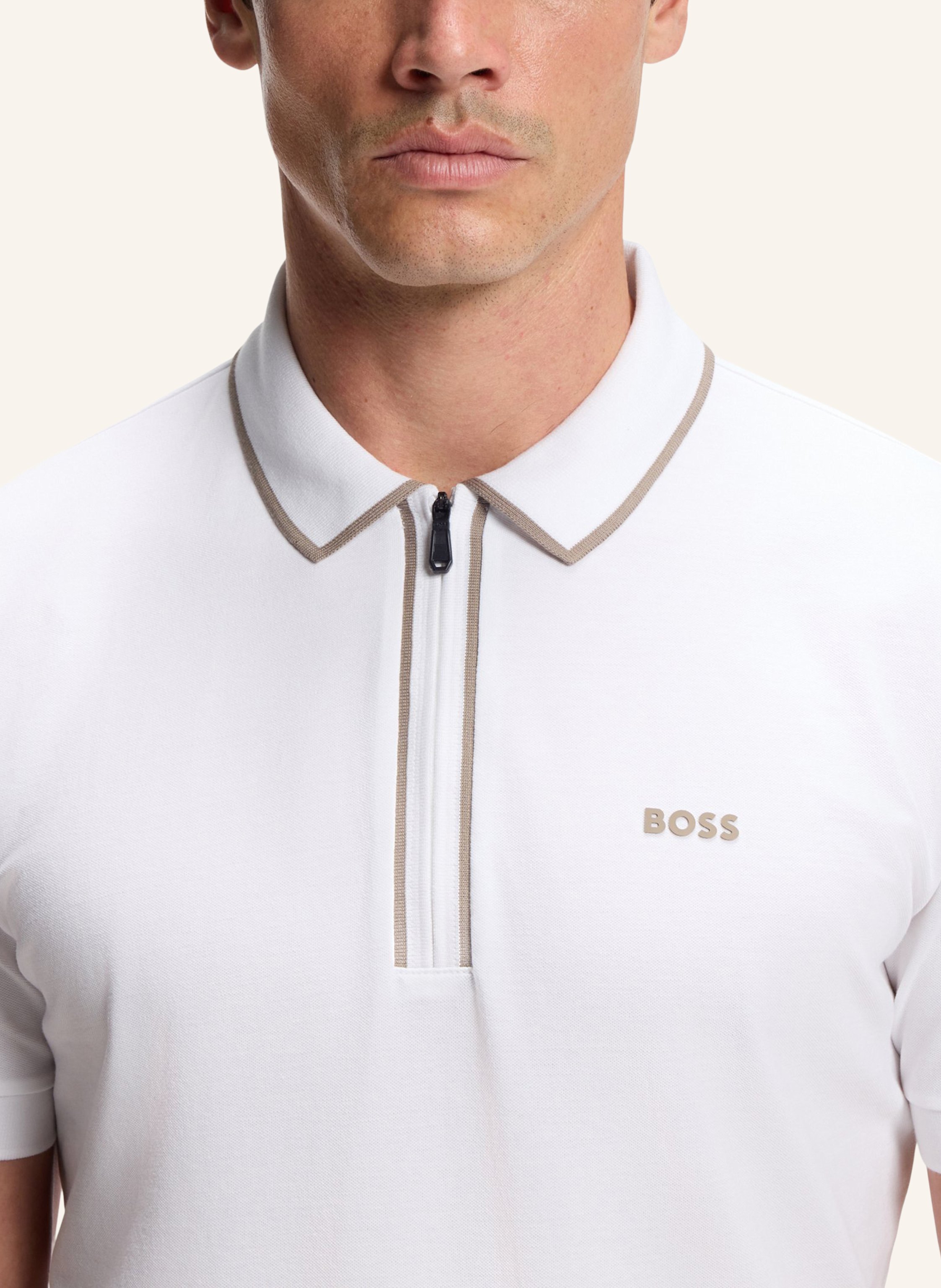 Thumbnail - Boss Poloshirt Philix Tape Regular Fit weiss