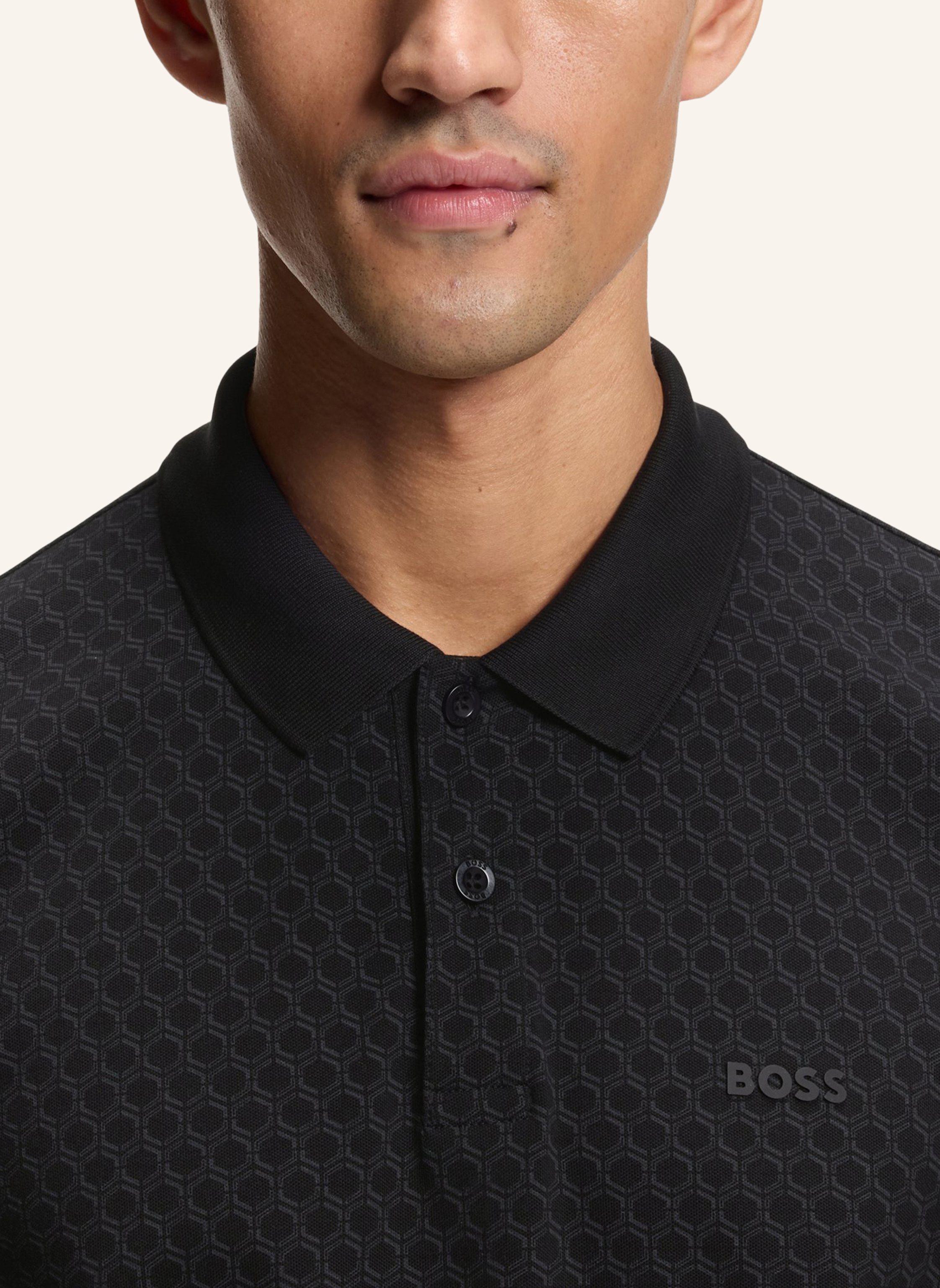 Thumbnail - Boss Poloshirt Pl_Goc Chip Pattern Regular Fit schwarz
