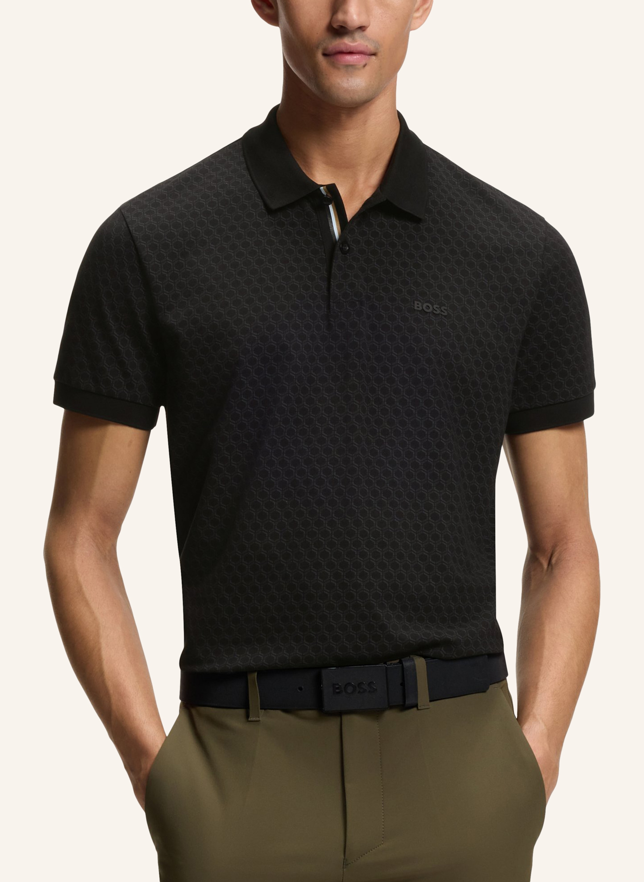 Thumbnail - Boss Poloshirt Pl_Goc Chip Pattern Regular Fit schwarz