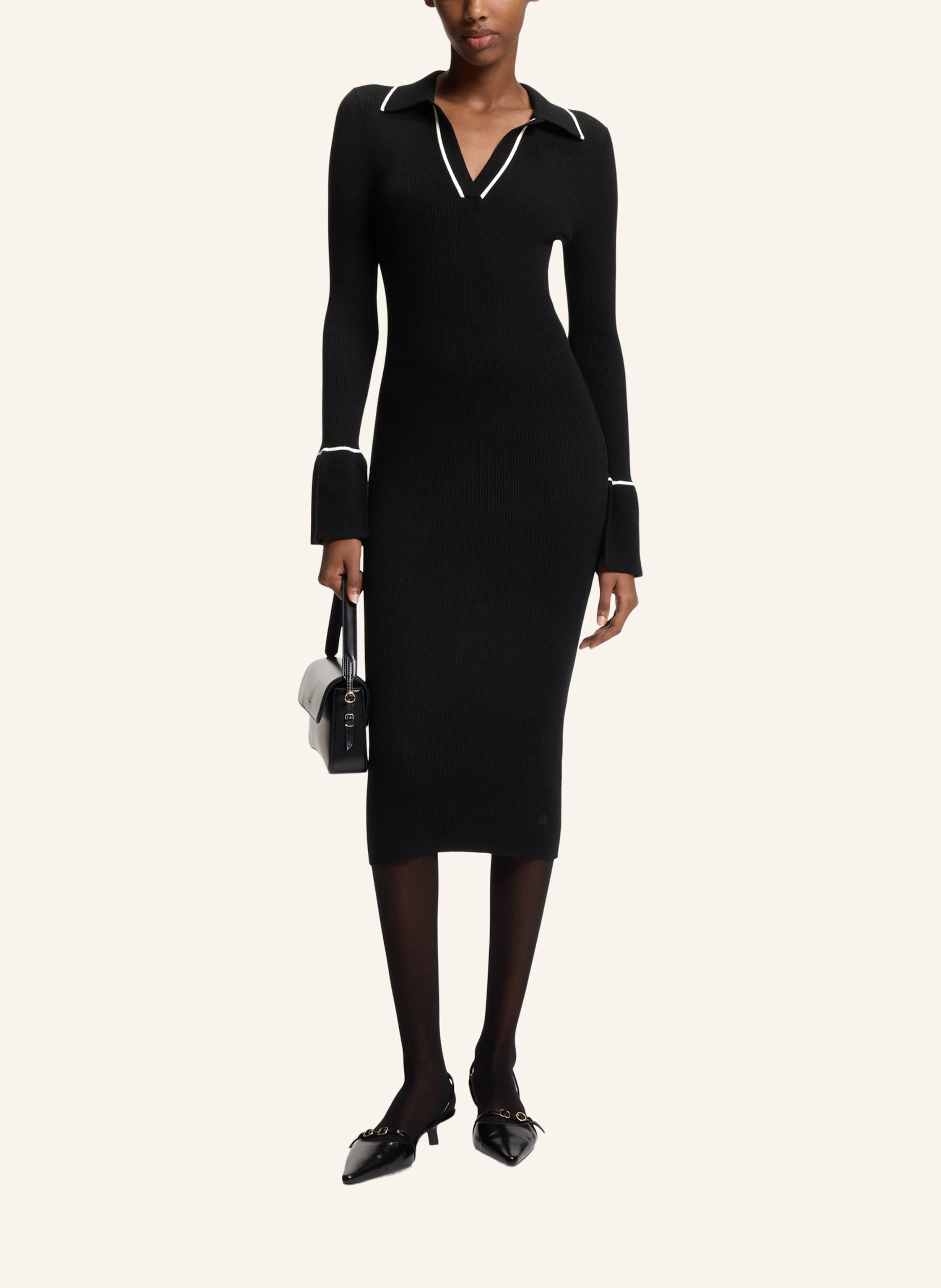 Thumbnail - Hugo Gestricktes Kleid Samury Slim Fit schwarz