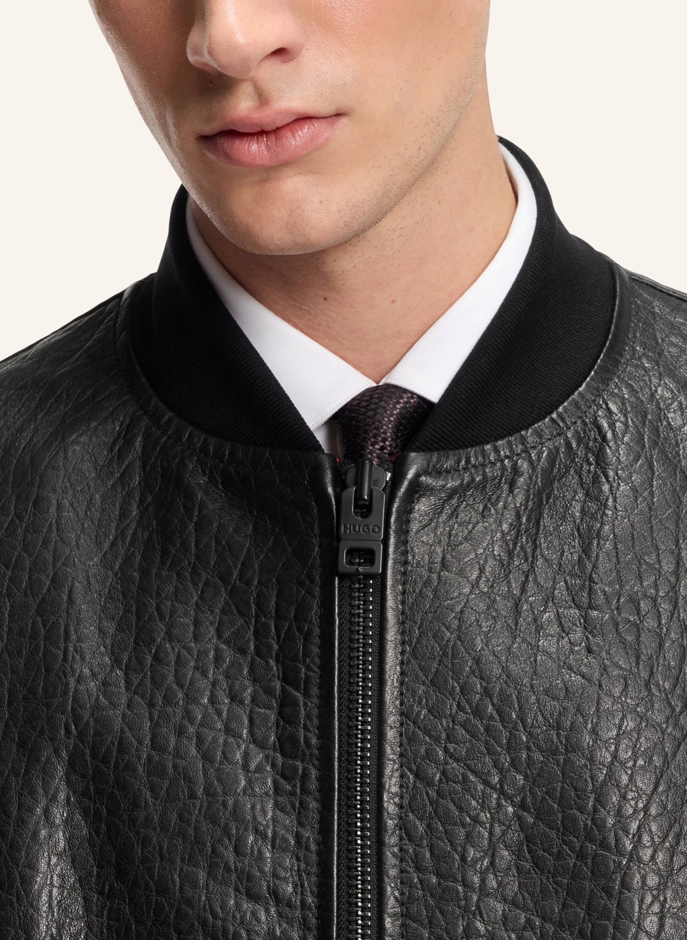 Thumbnail - Hugo Lederjacke Lude Regular Fit schwarz