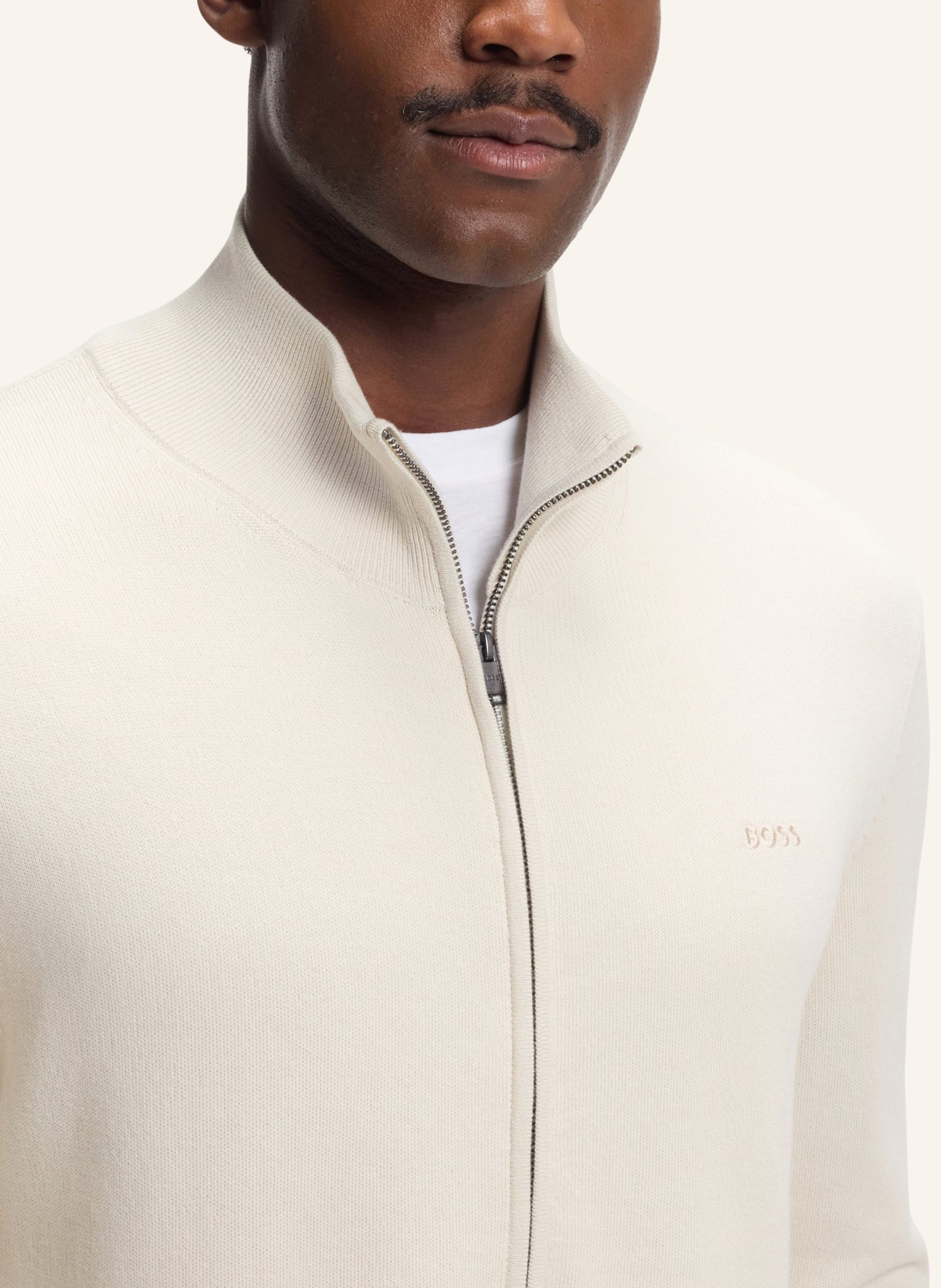 Thumbnail - Boss Strickjacke Upalano-L Regular Fit weiss