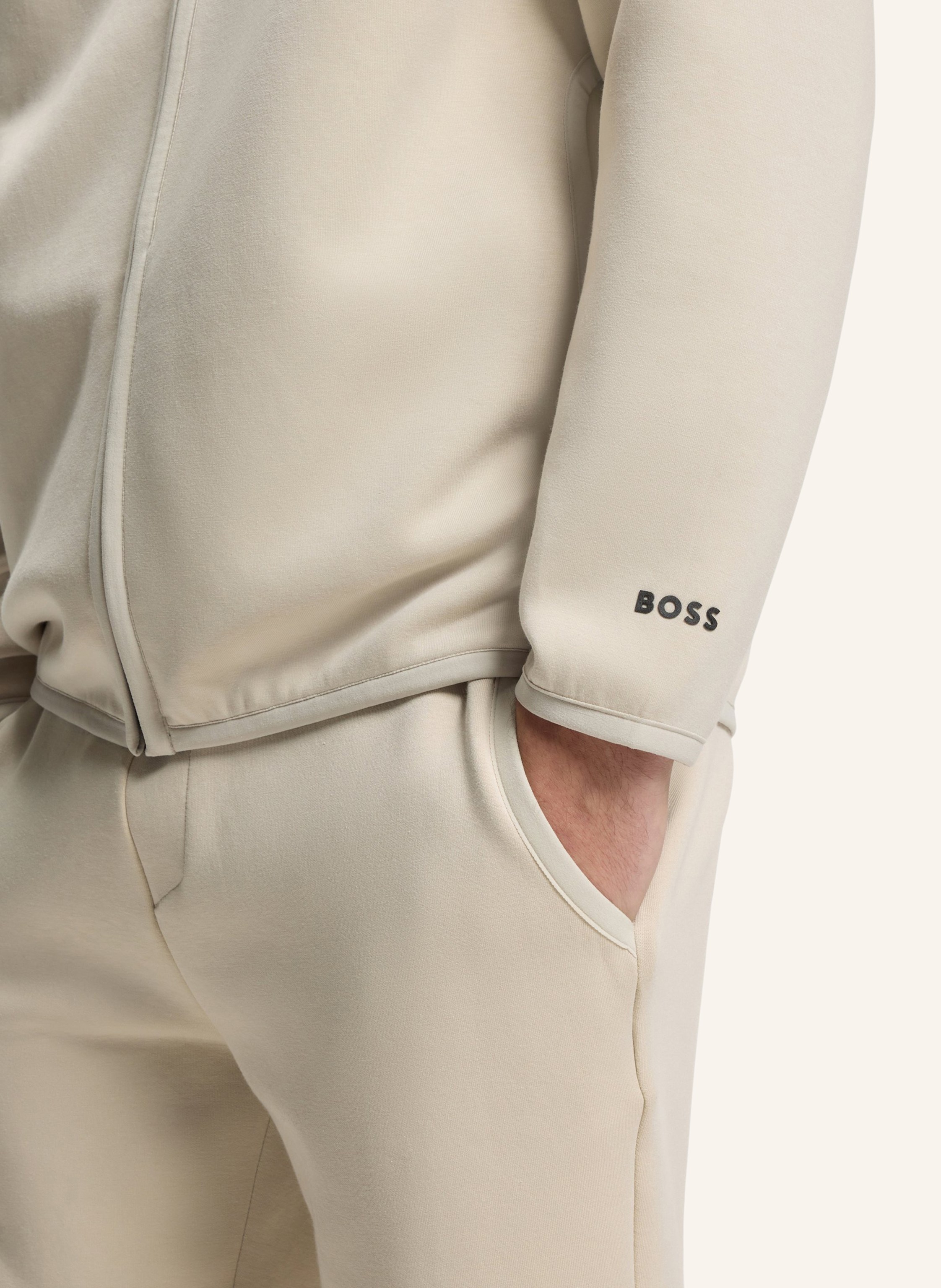 Thumbnail - Boss Sweatshirt Sw_Globe Fz Relaxed Fit beige