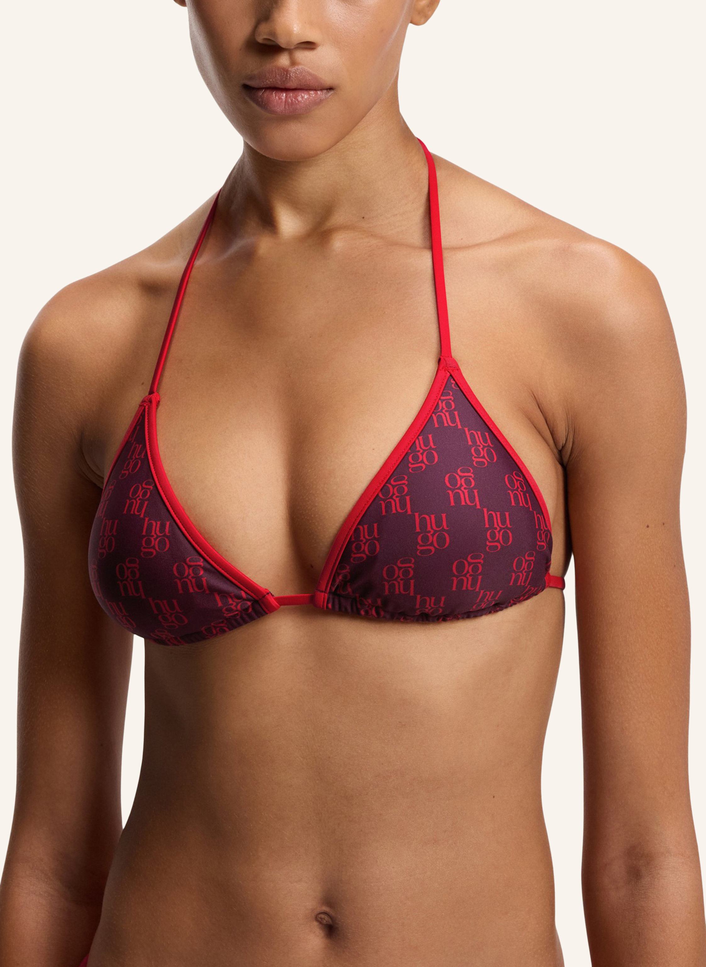 Thumbnail - Hugo Bikini-Oberteil Monogram Triangle Regular Fit rot
