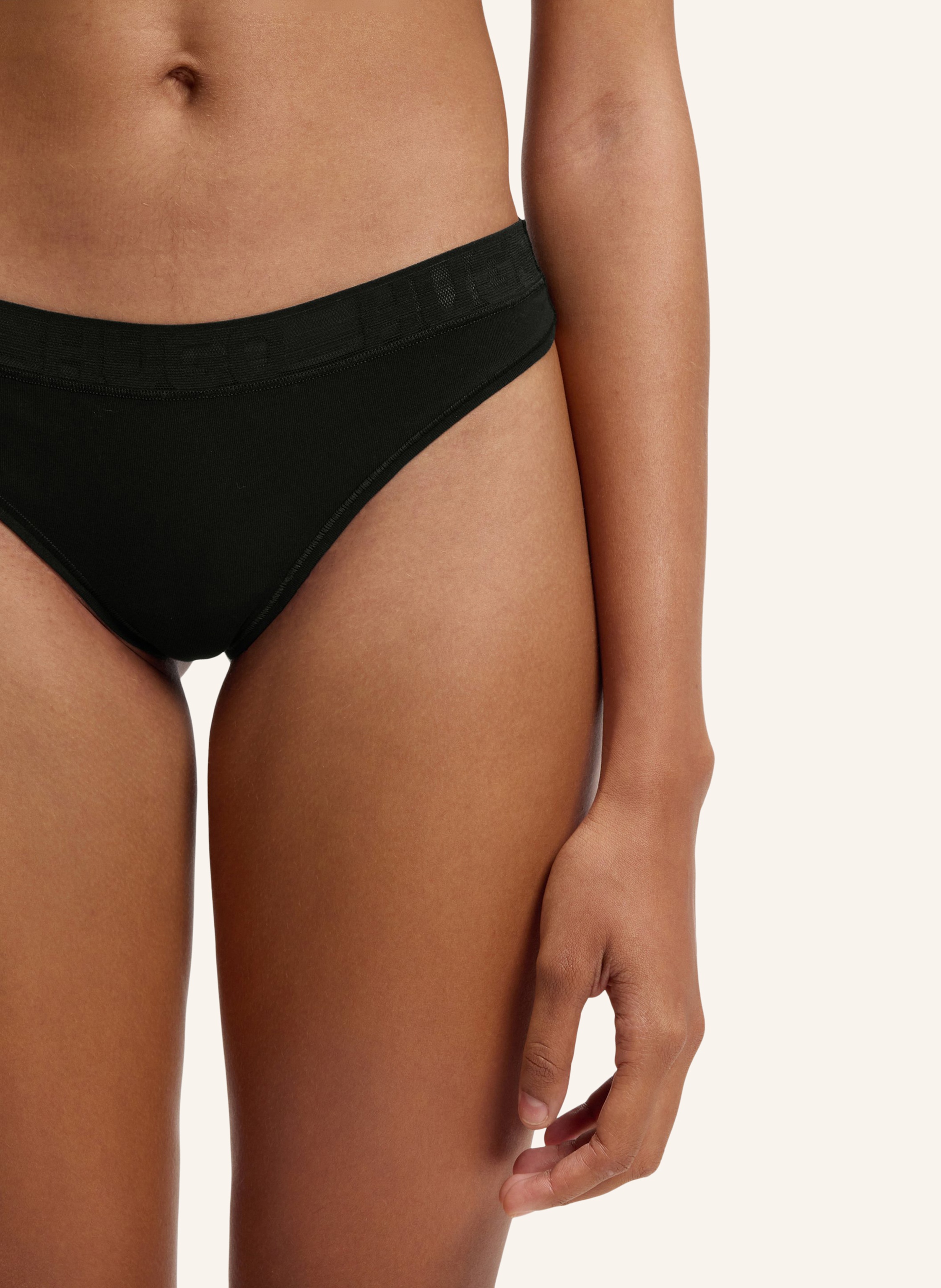 Thumbnail - Hugo Slip Mesh Logo Thong schwarz