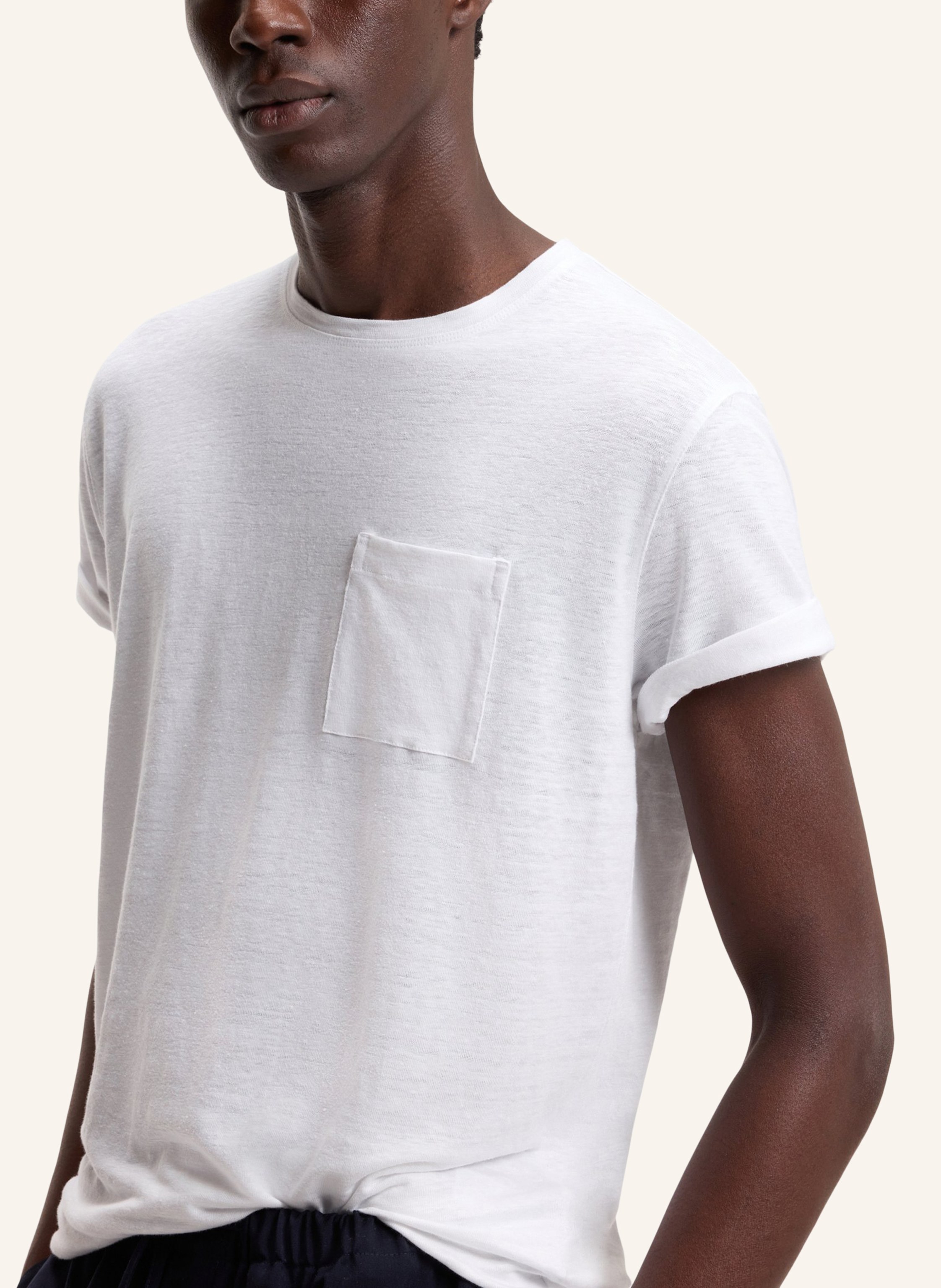 Thumbnail - Boss Strickshirt Taut Aus Leinen weiss