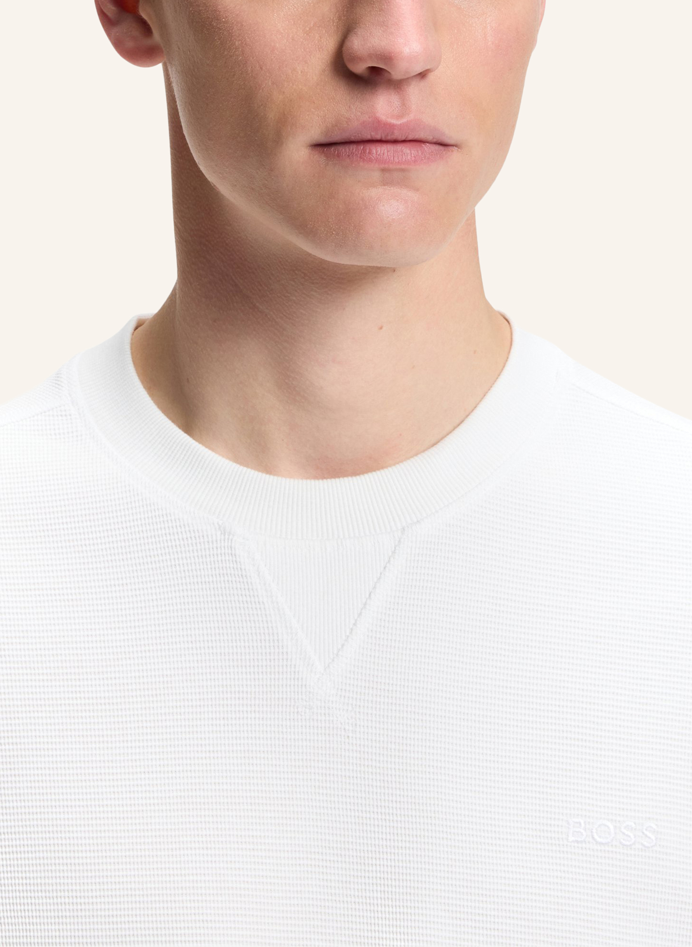 Thumbnail - Boss T-Shirt Te_Waffle_Z Relaxed Fit beige