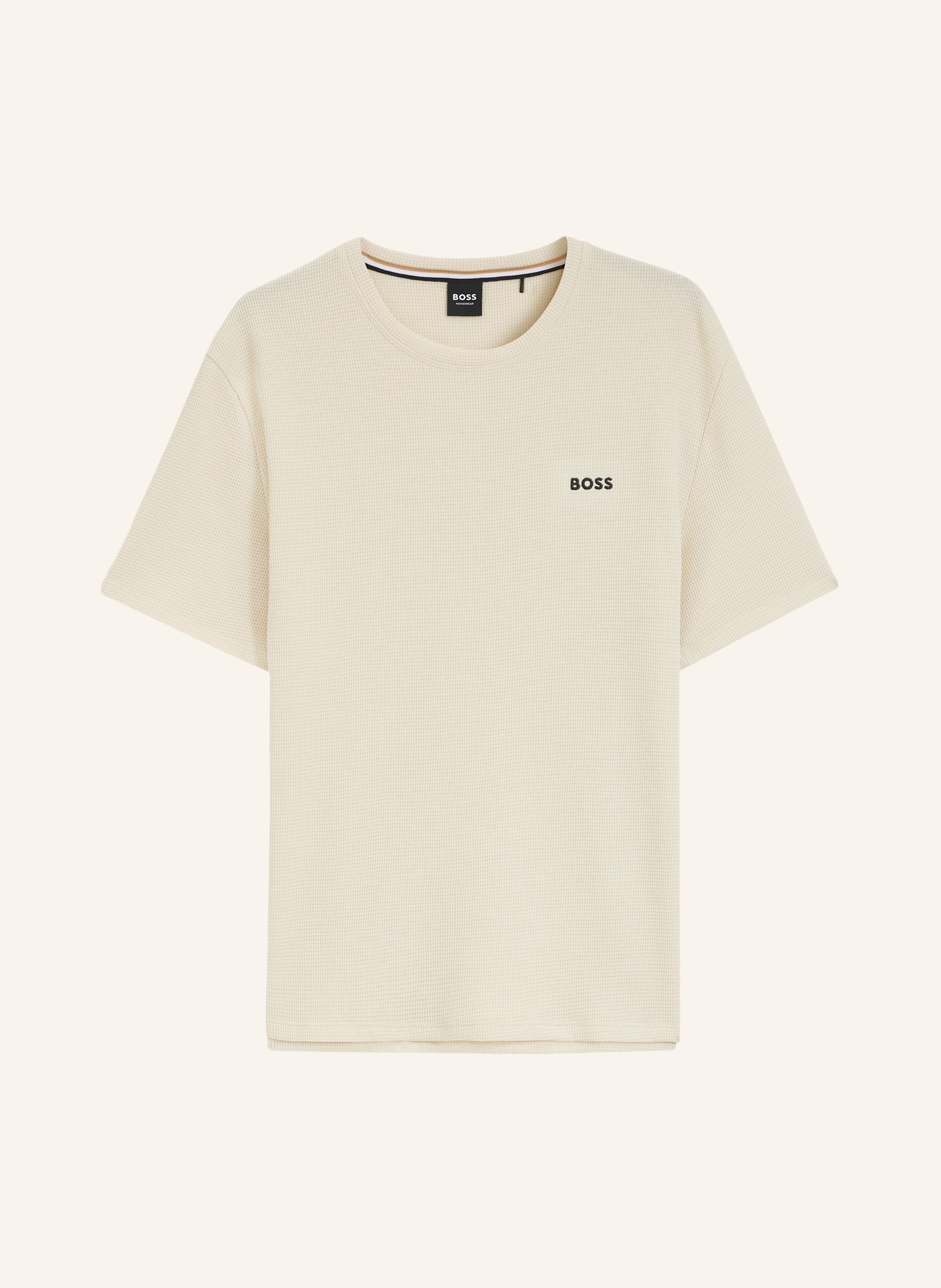 Boss Pyjama-Oberteil Waffle T-Shirt Regular Fit weiss