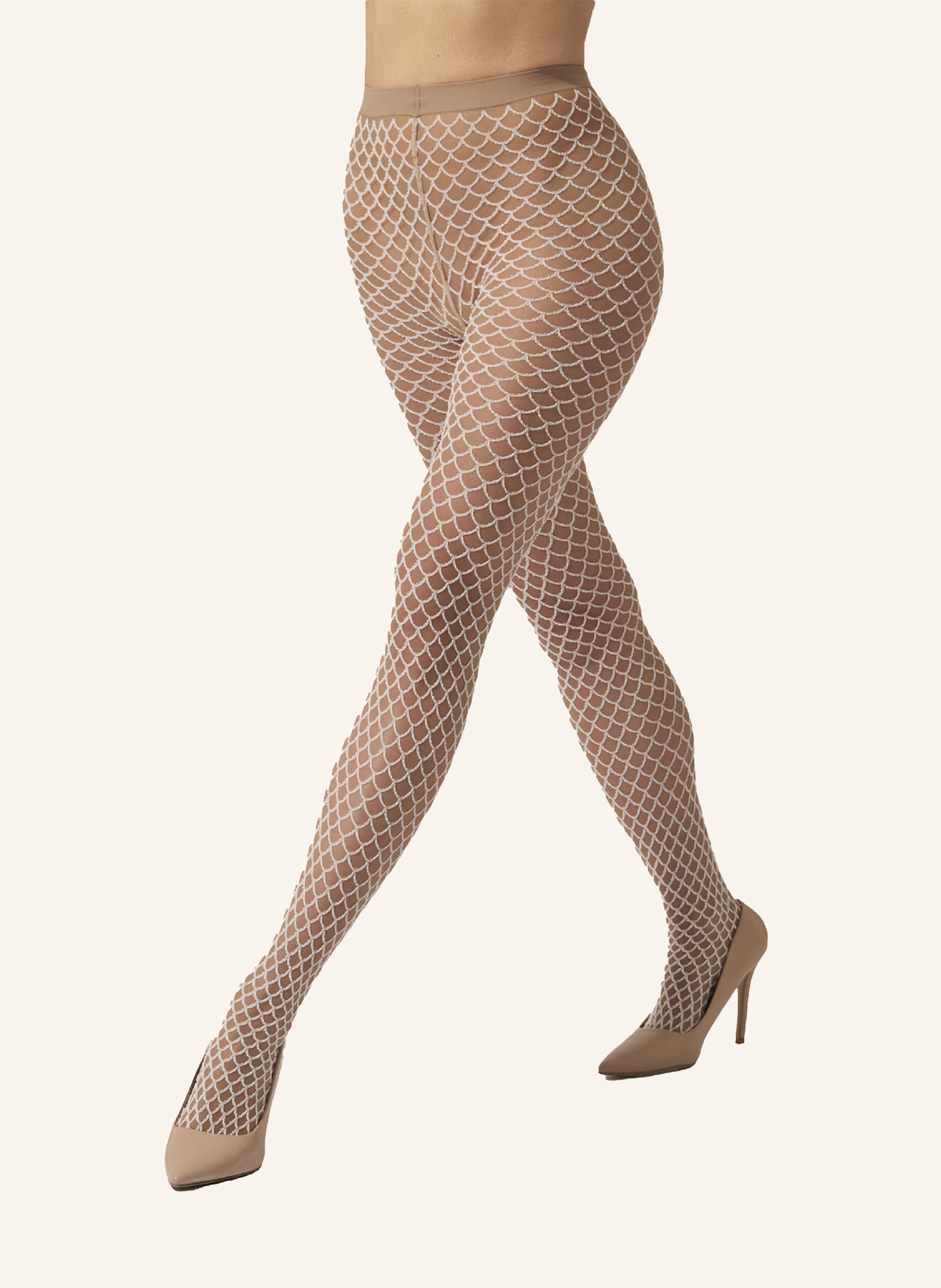 Thumbnail - Wolford Strumpfhose Velvet Net Illusion Tights beige