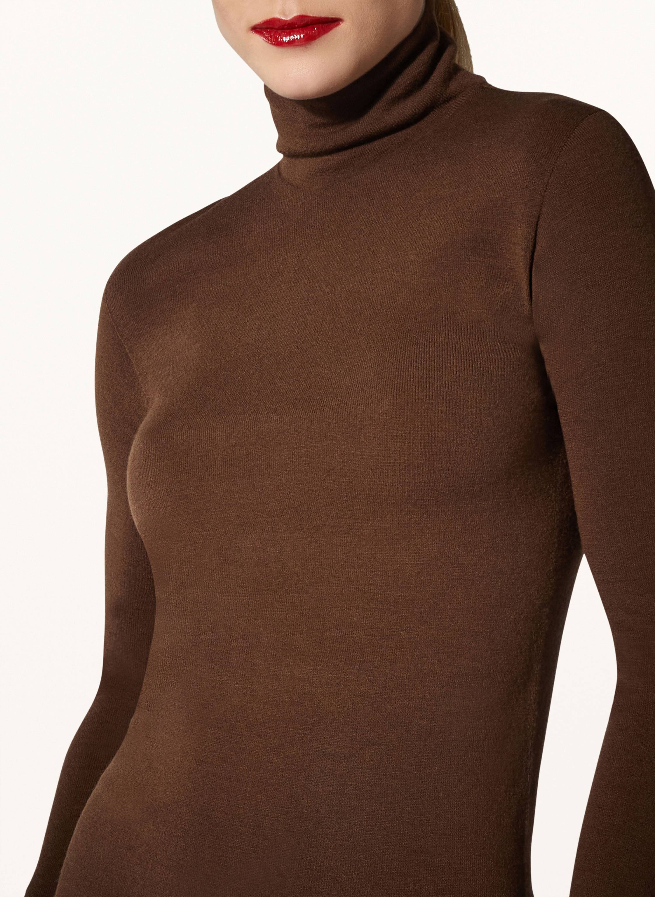 Thumbnail - Wolford Pullover The Merino Top Long Sleeves braun