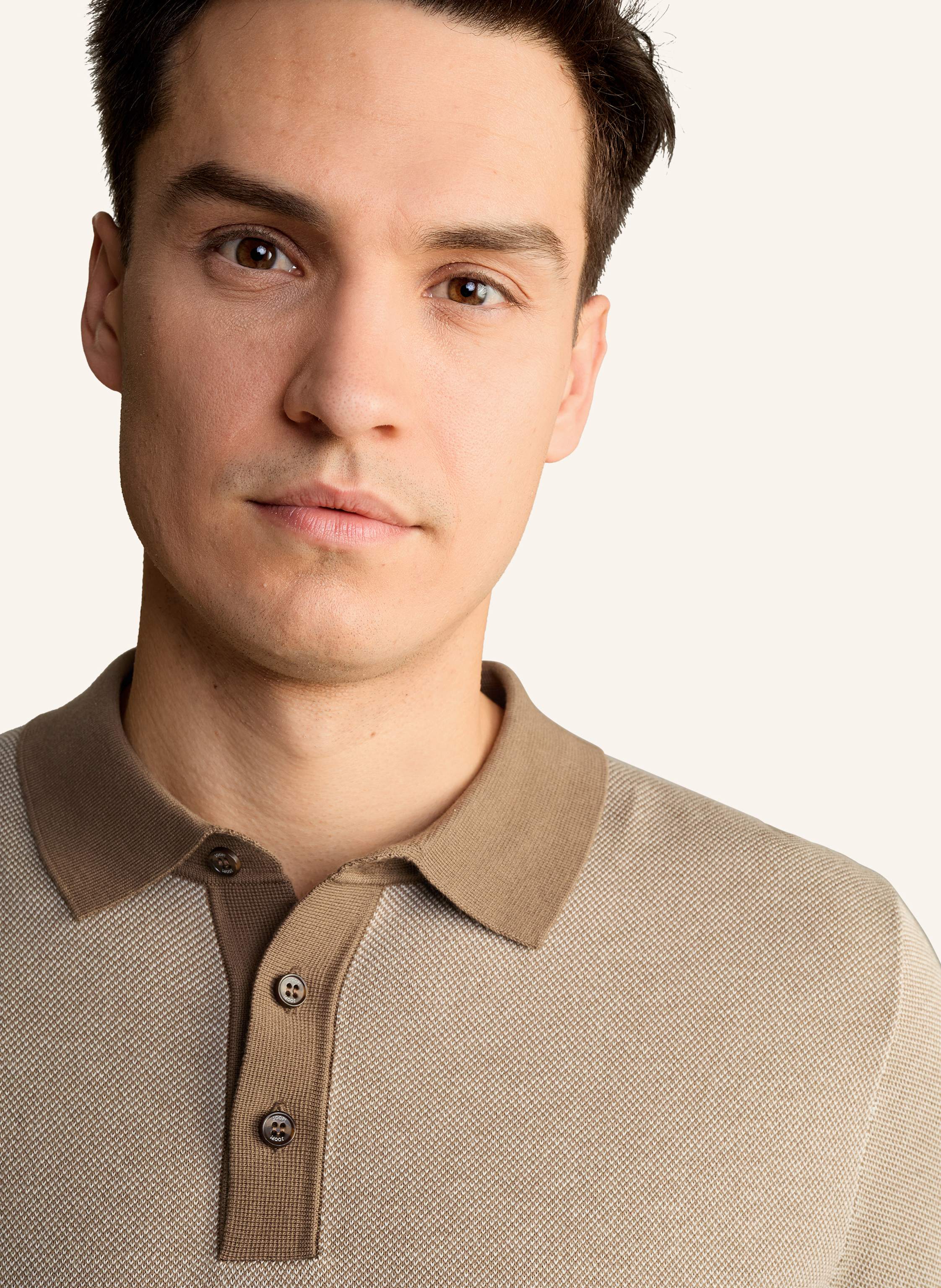 Thumbnail - Joop! Strick-Poloshirt Regular Fit braun