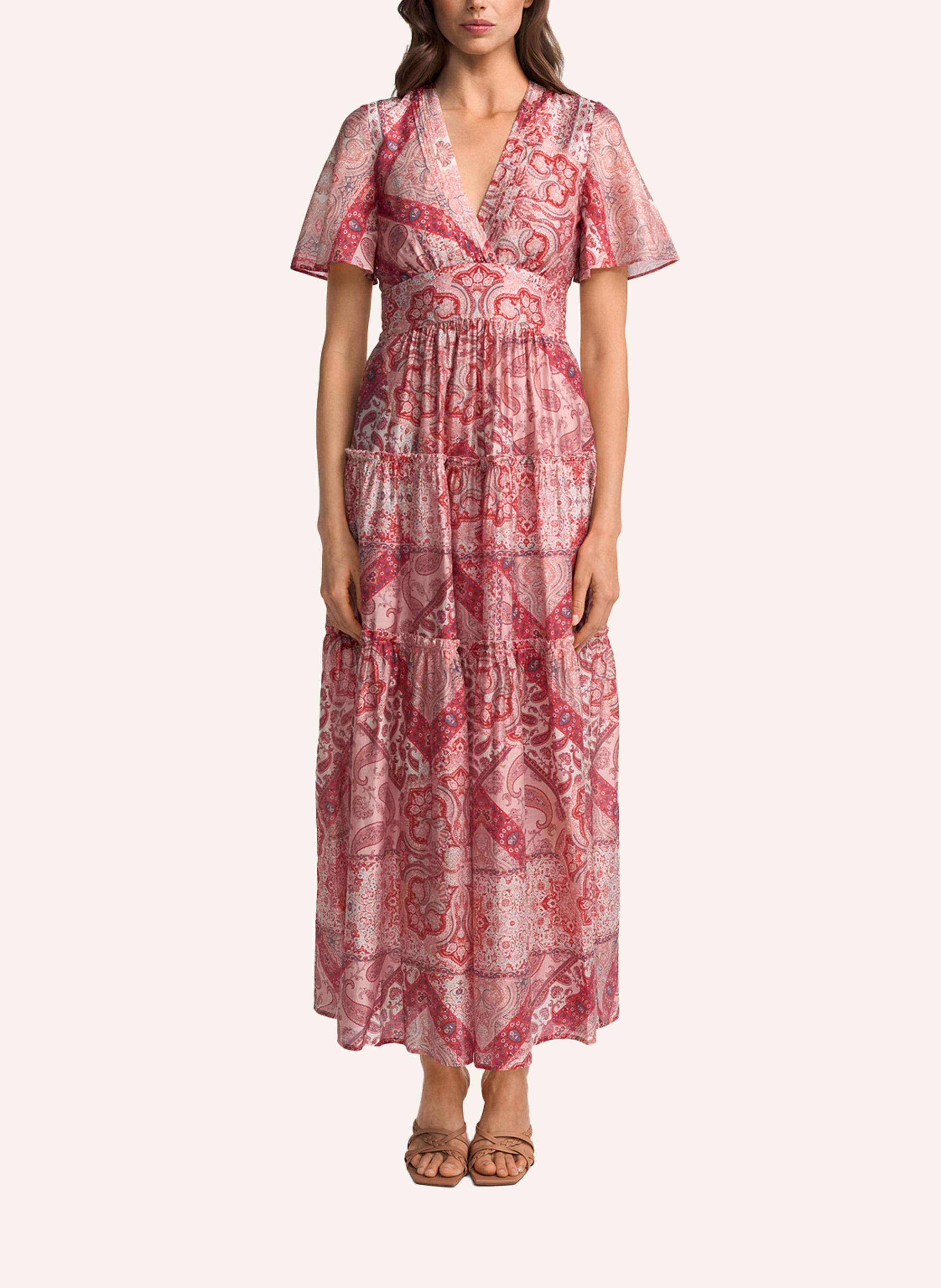 Thumbnail - Claire Luise Langes Kleid Mit Paisleymuster rot