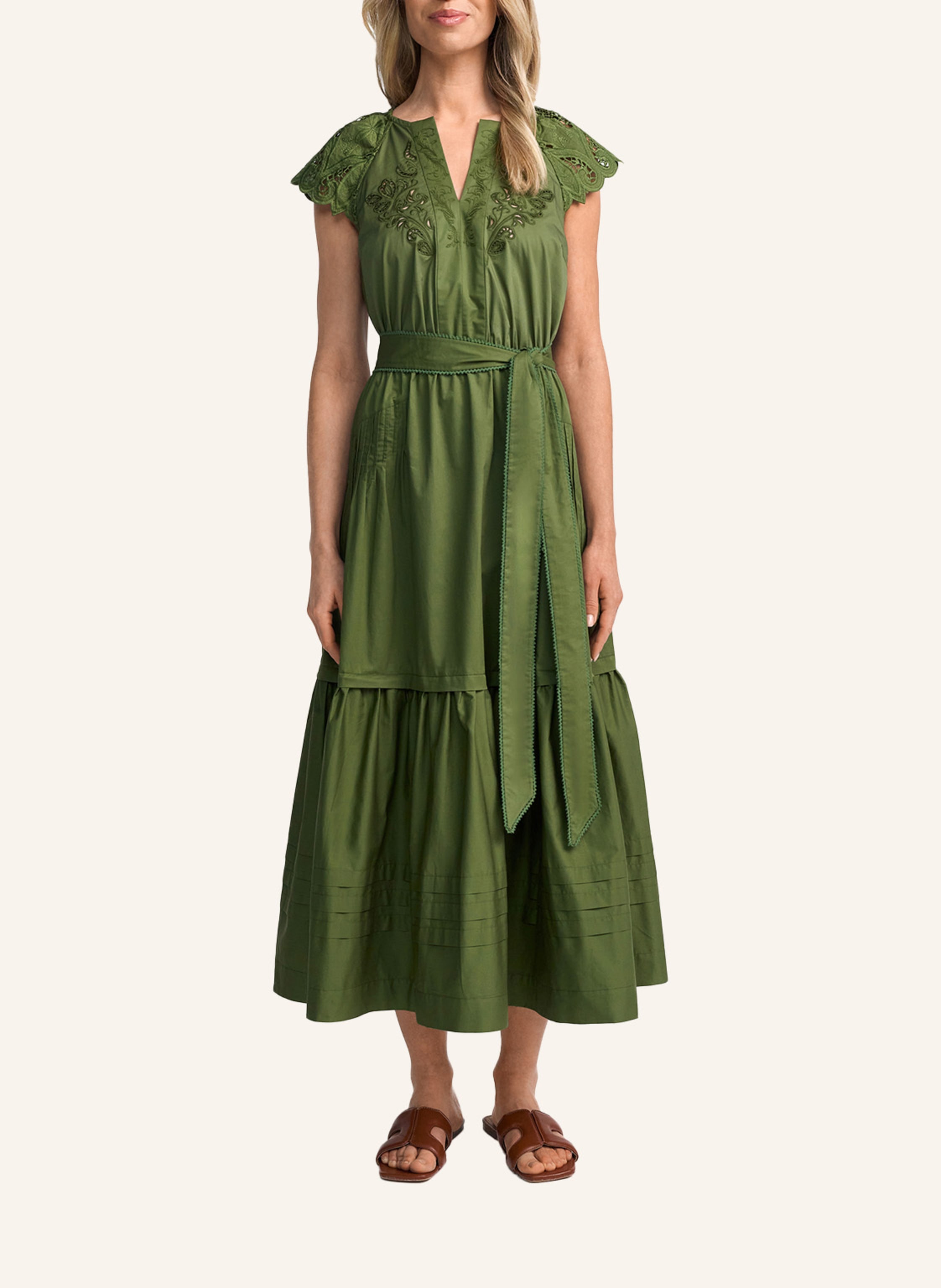 Thumbnail - Claire Luise Midikleid Mit Stickerei gruen