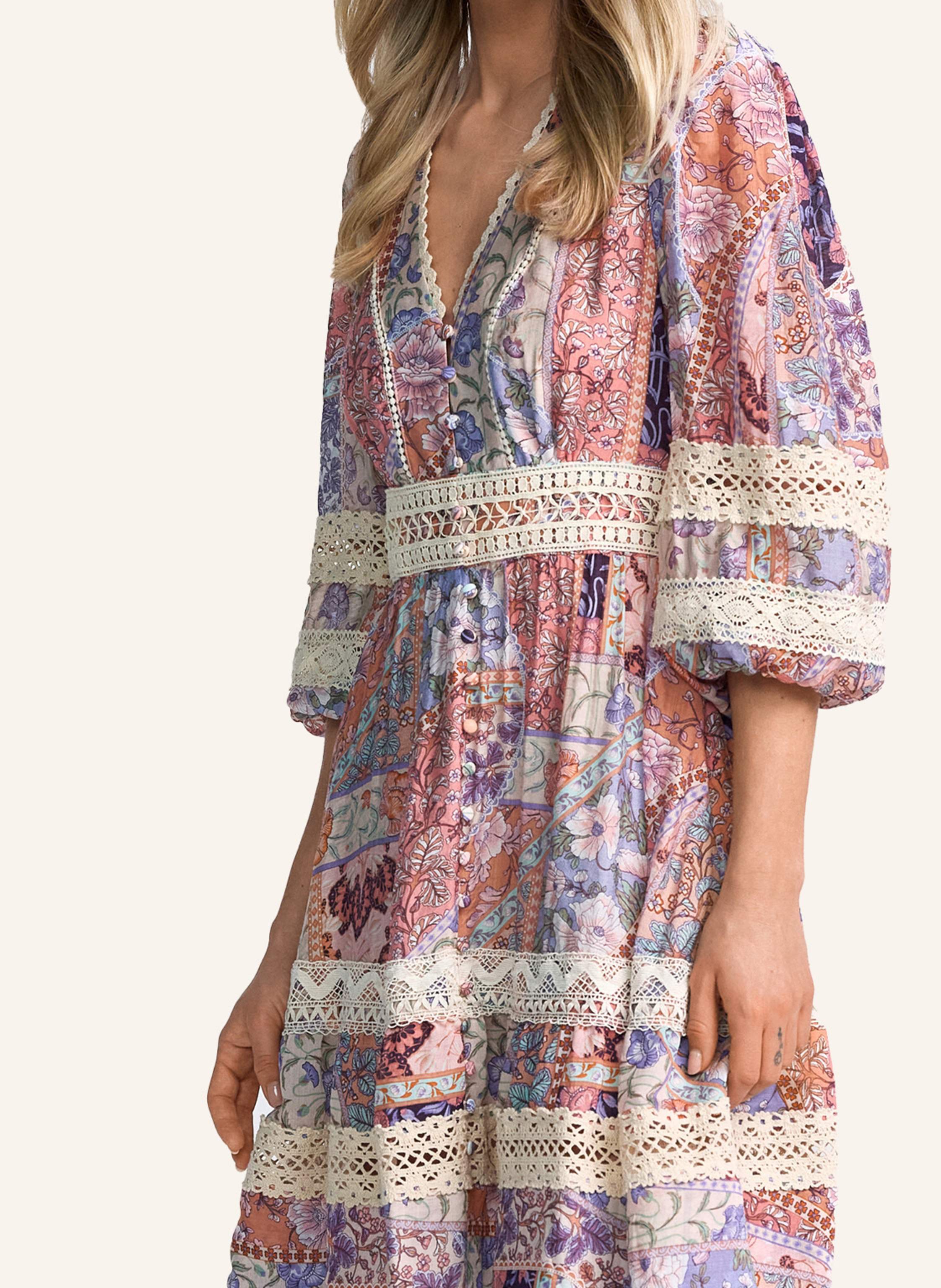 Thumbnail - Claire Luise Bedrucktes Chiffonkleid blau