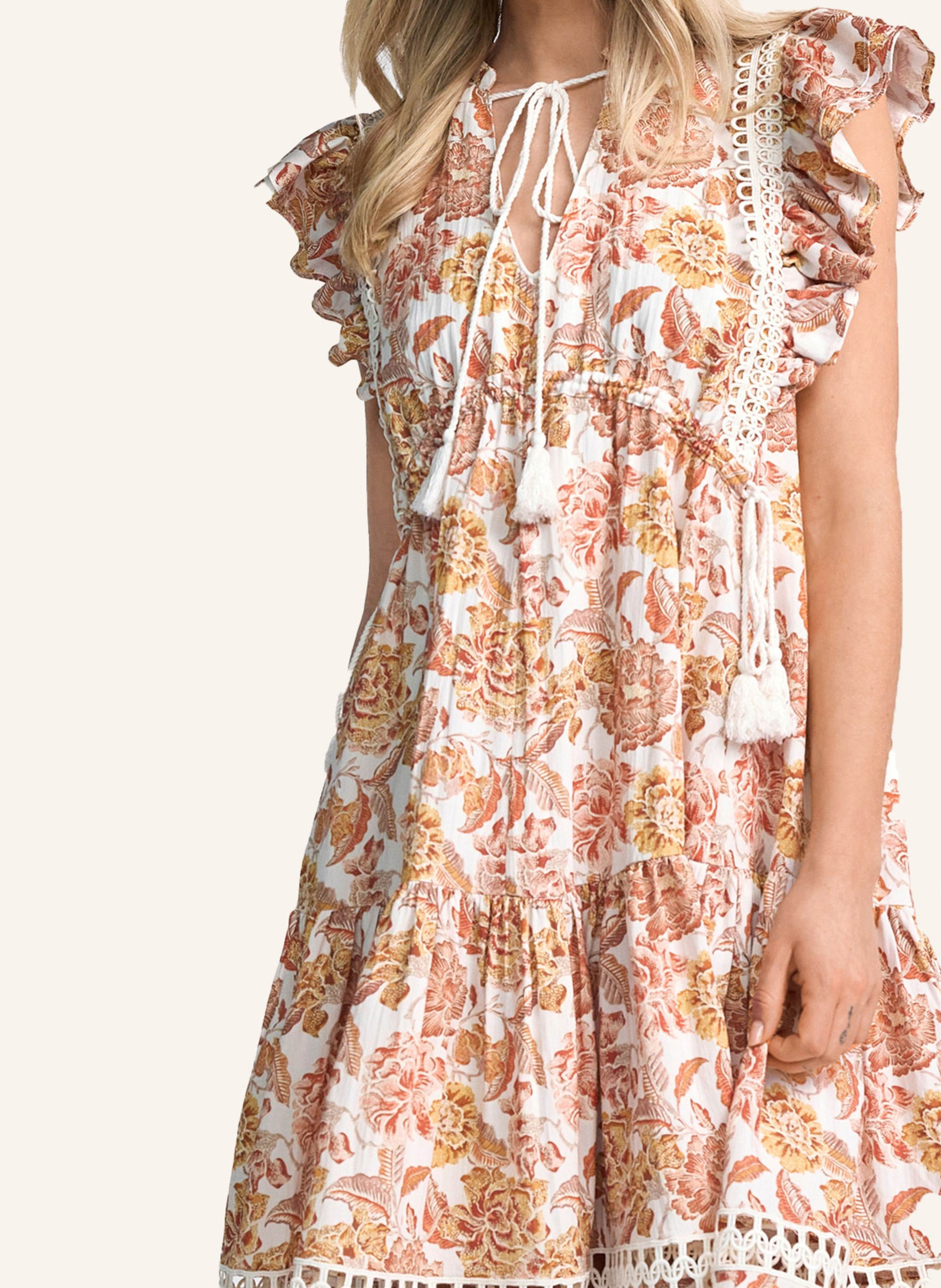 Thumbnail - Claire Luise Florales Freizeitkleid beige