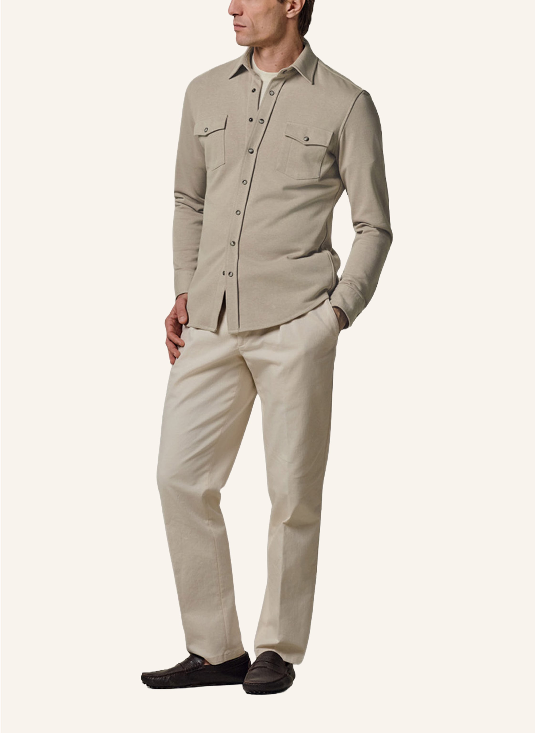 Thumbnail - Profuomo Solid Overshirt beige
