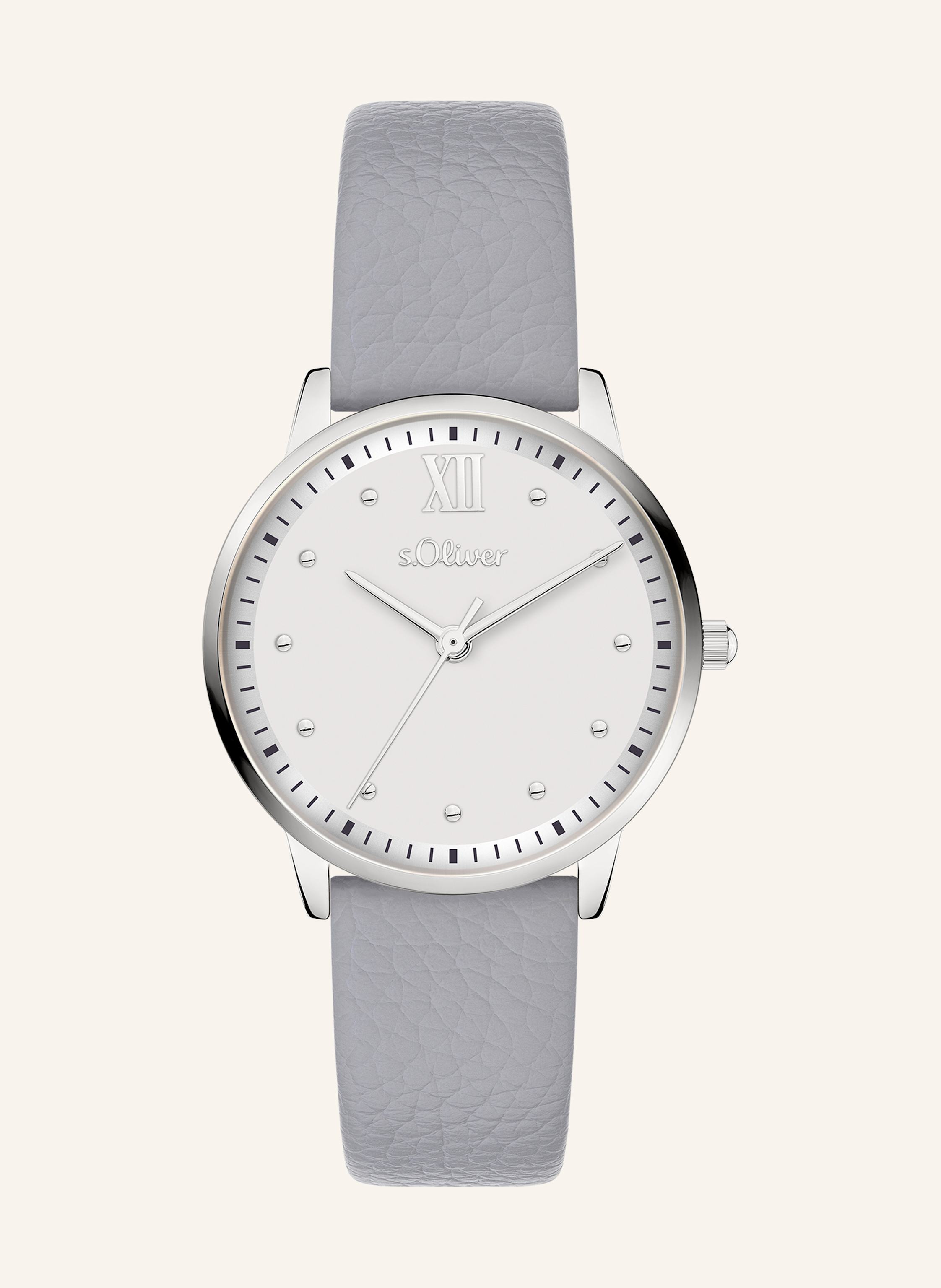 S.Oliver Armbanduhr  Aus  Kunstleder grau