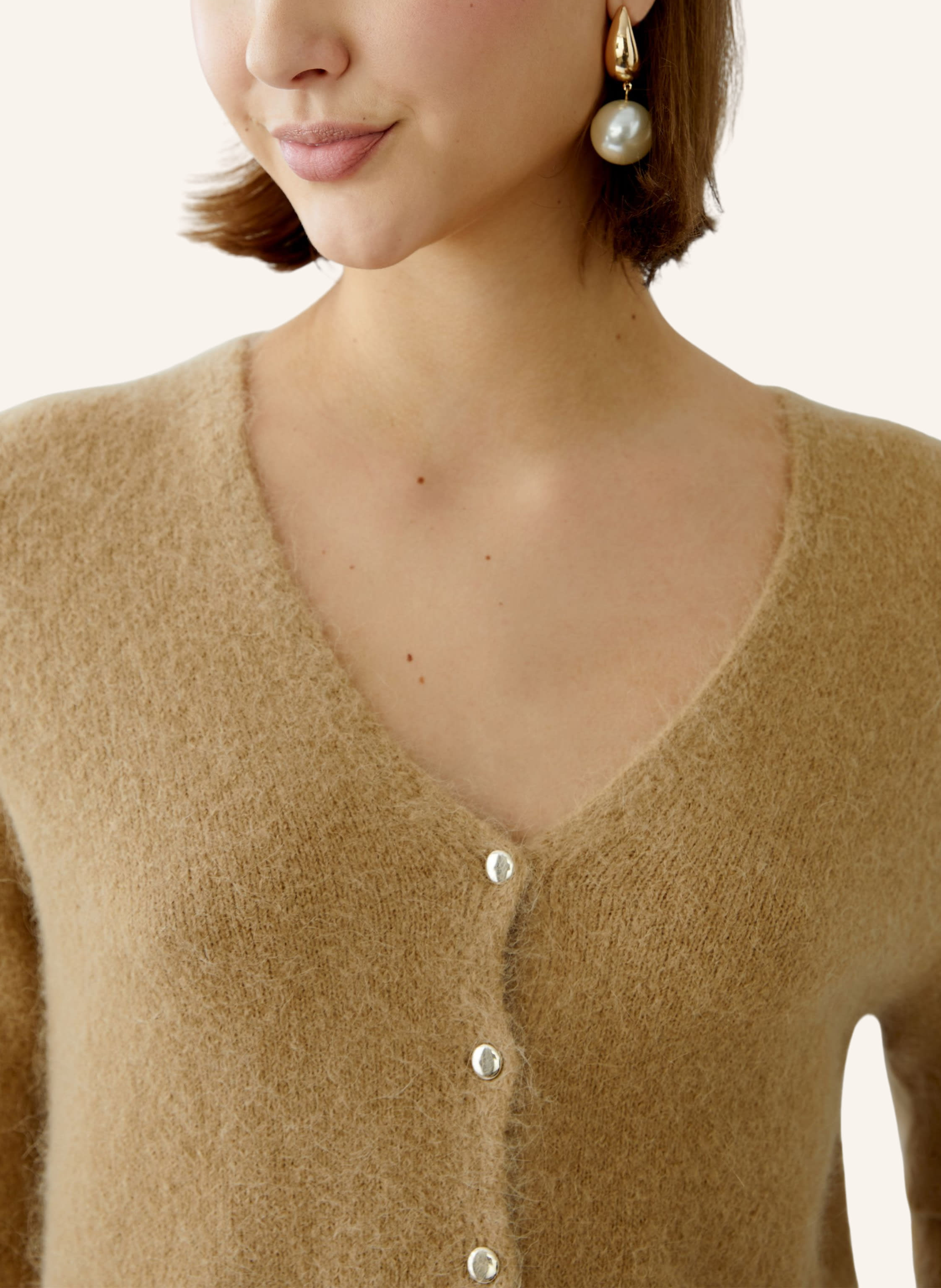 Thumbnail - Oui Strickjacke braun