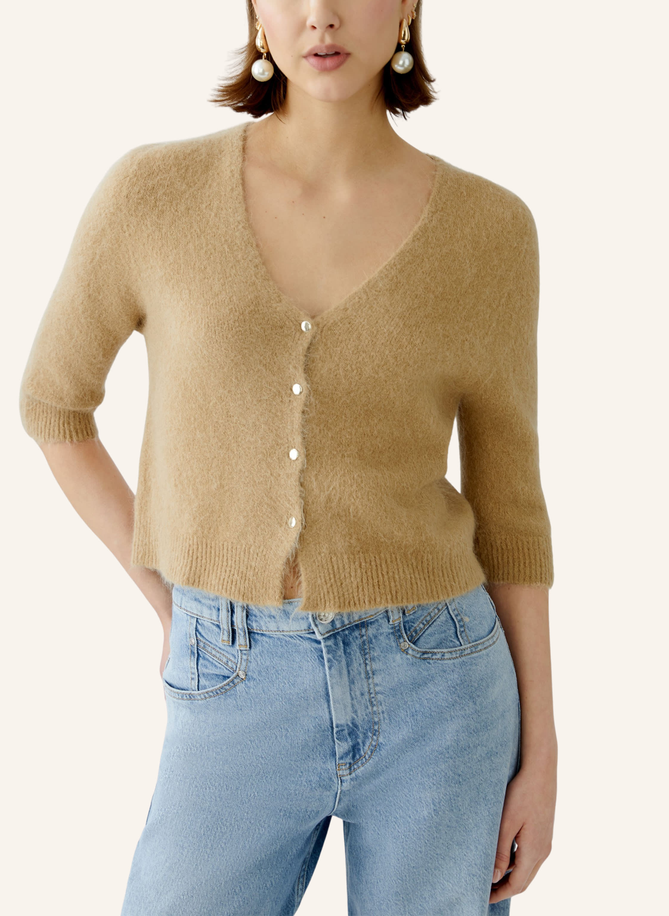 Thumbnail - Oui Strickjacke braun
