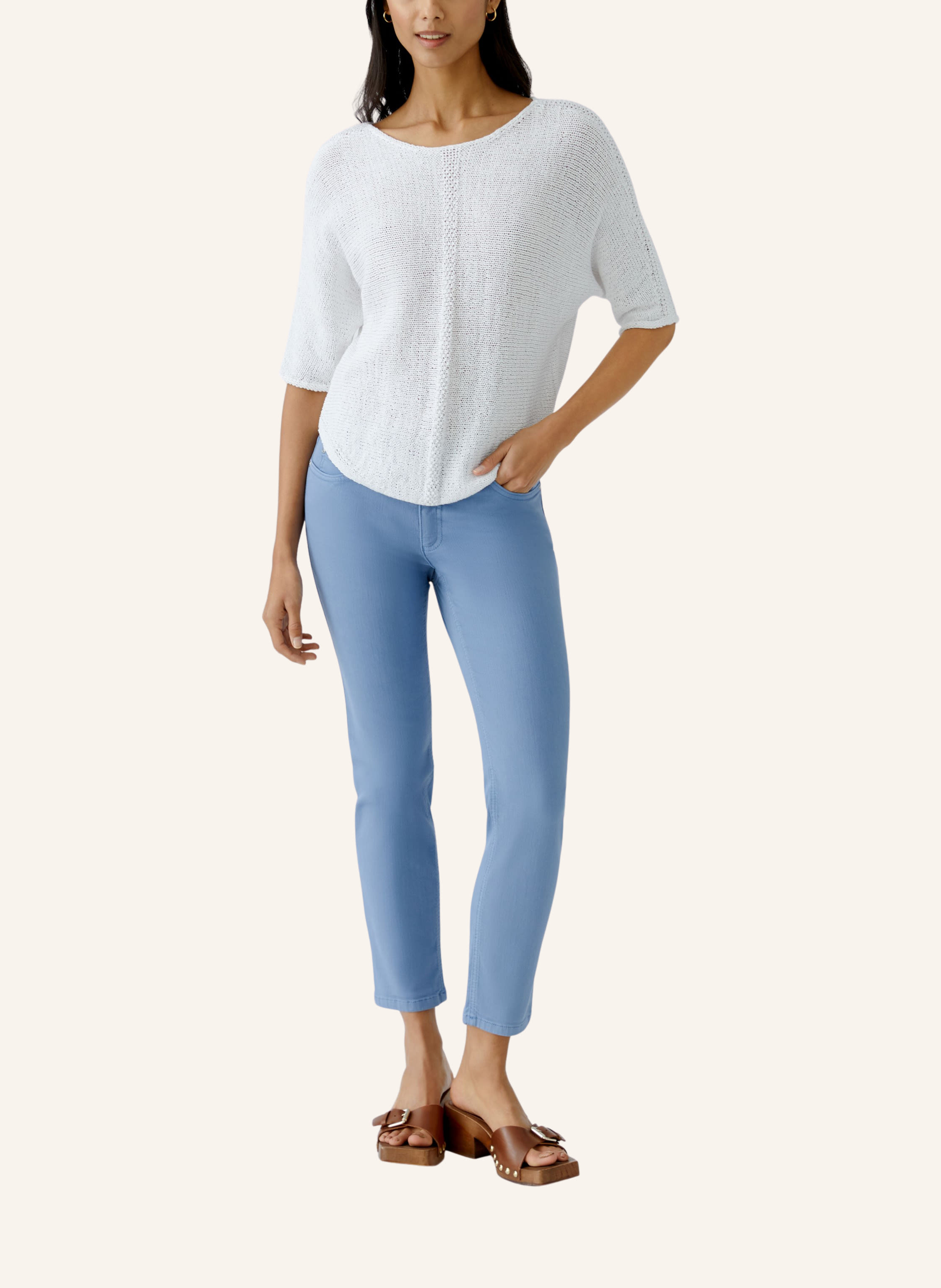 Thumbnail - Oui Skinny Jeans Baxtor Cropped blau