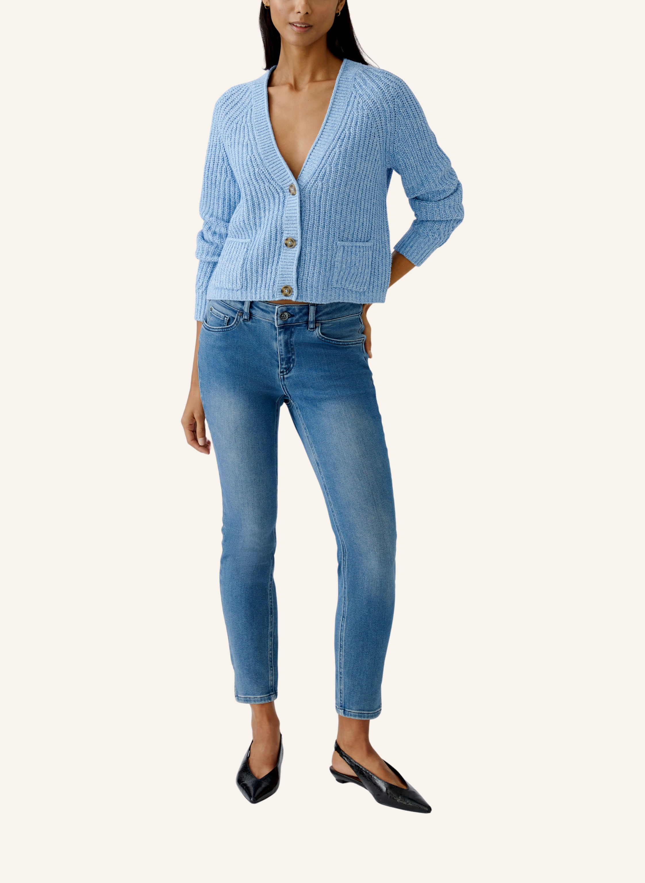 Thumbnail - Oui Strickjacke Lafonya blau
