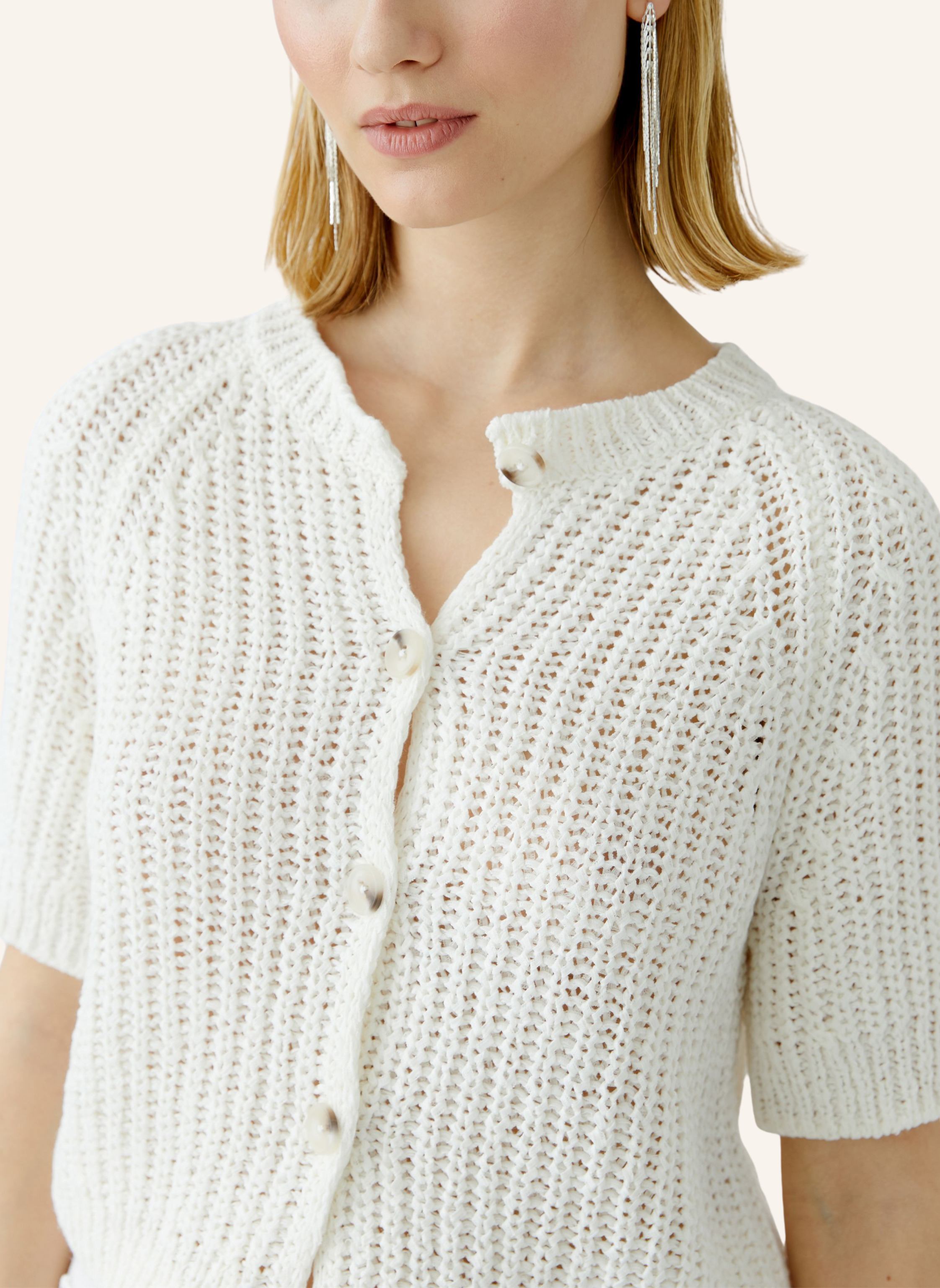 Thumbnail - Oui Strickjacke weiss