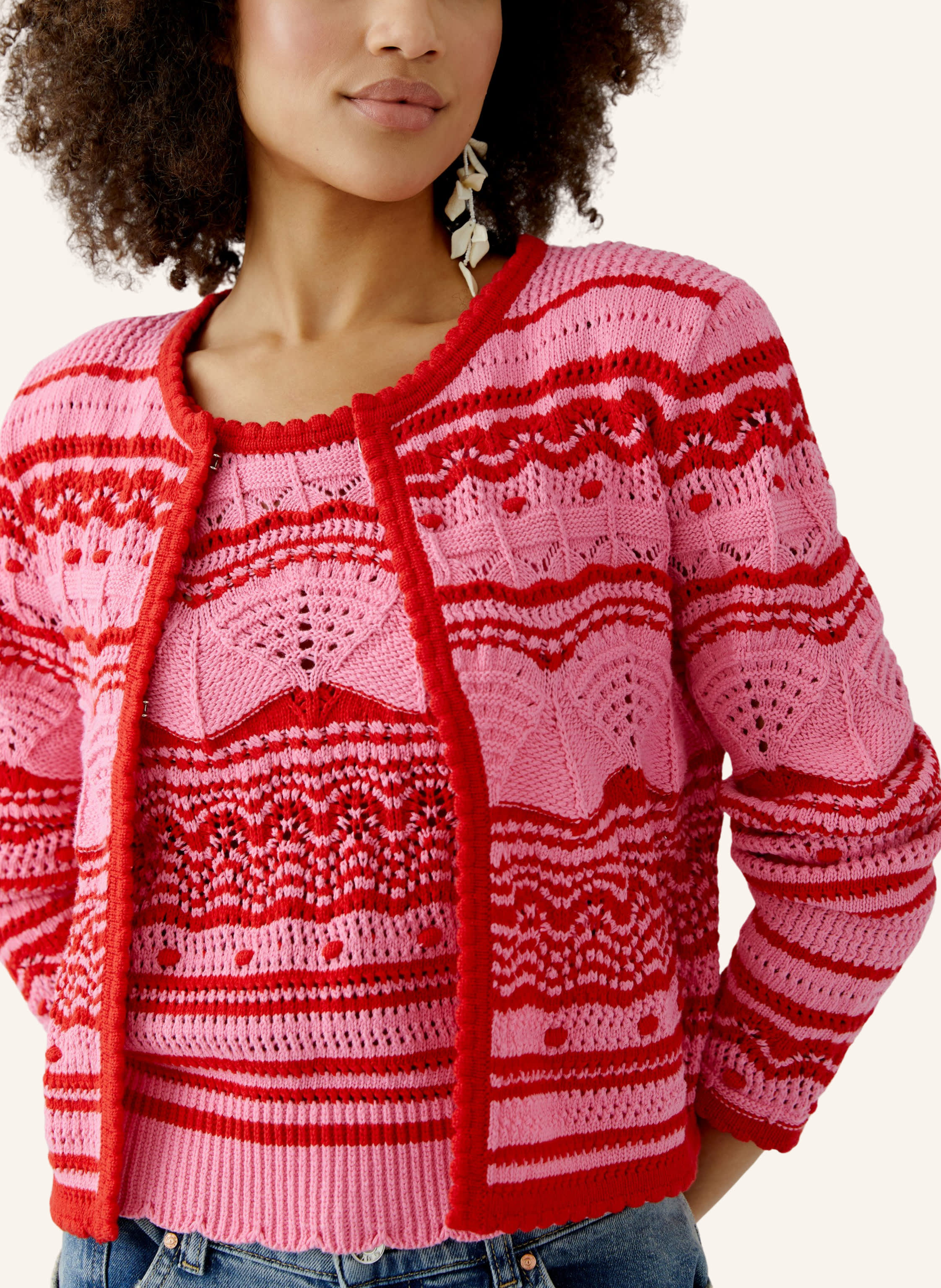 Thumbnail - Oui Strickjacke pink