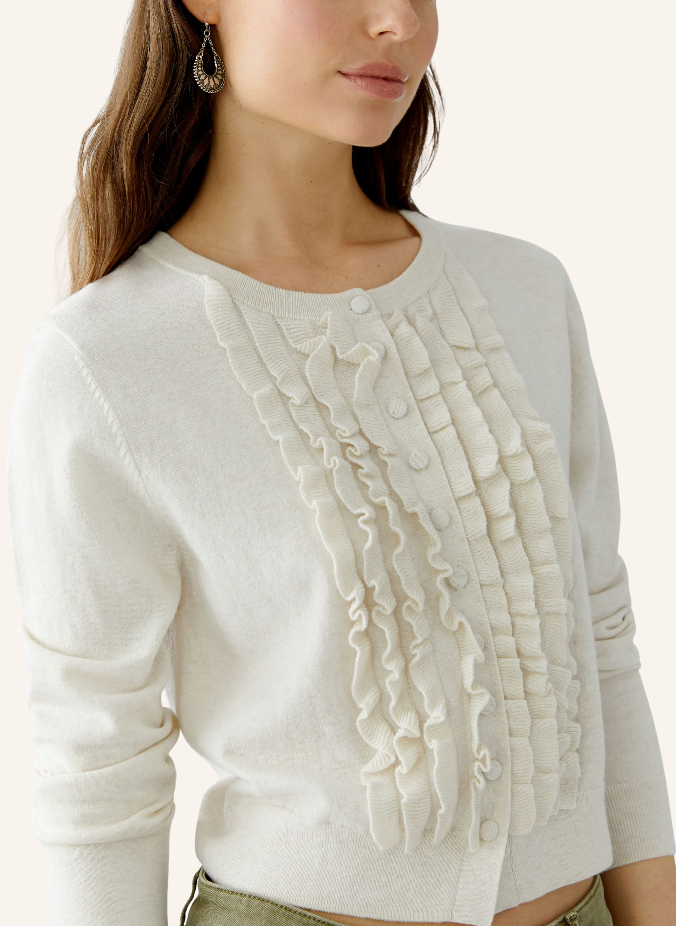 Thumbnail - Oui Strickjacke weiss