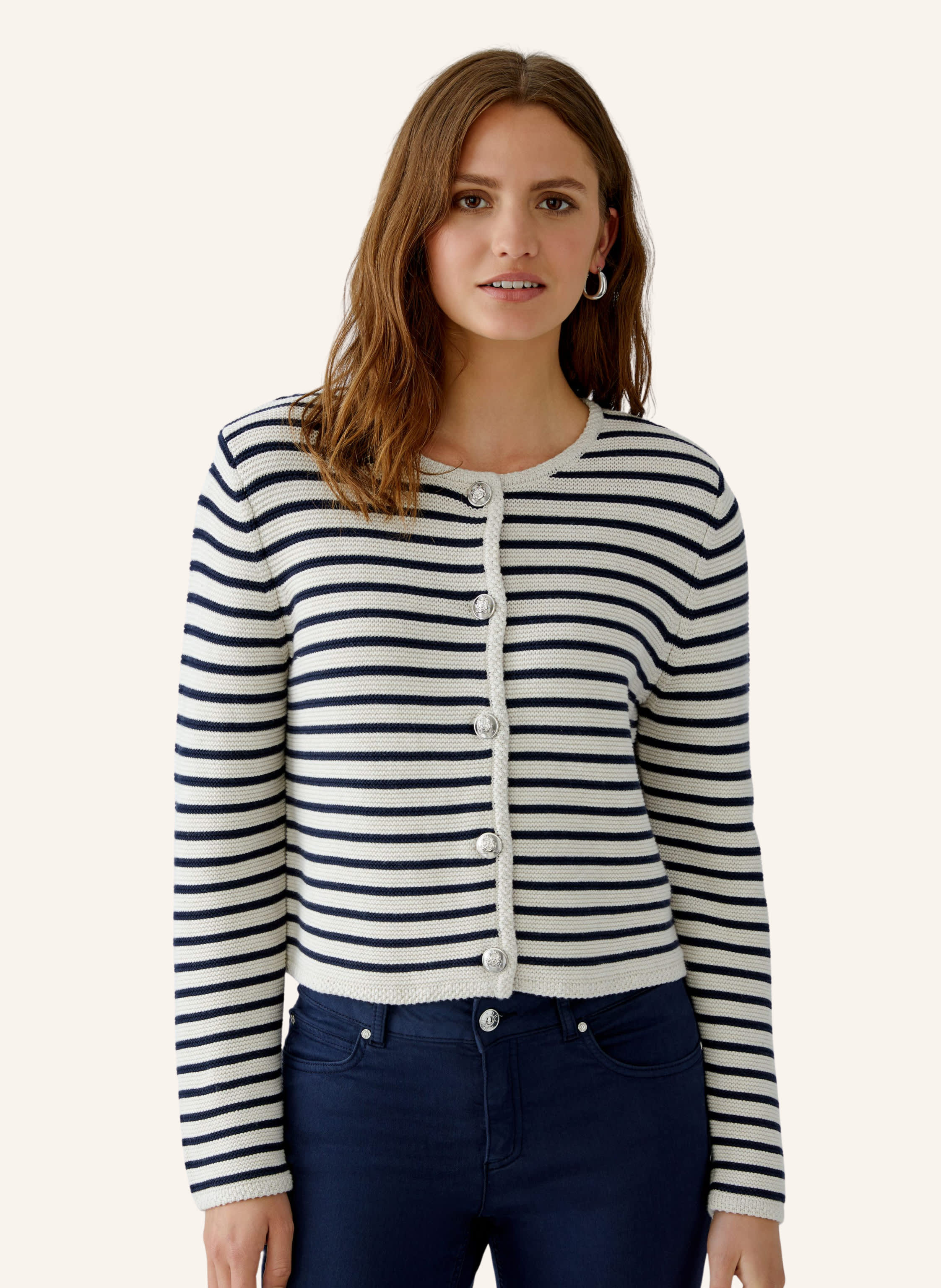 Thumbnail - Oui Strickjacke Marea weiss