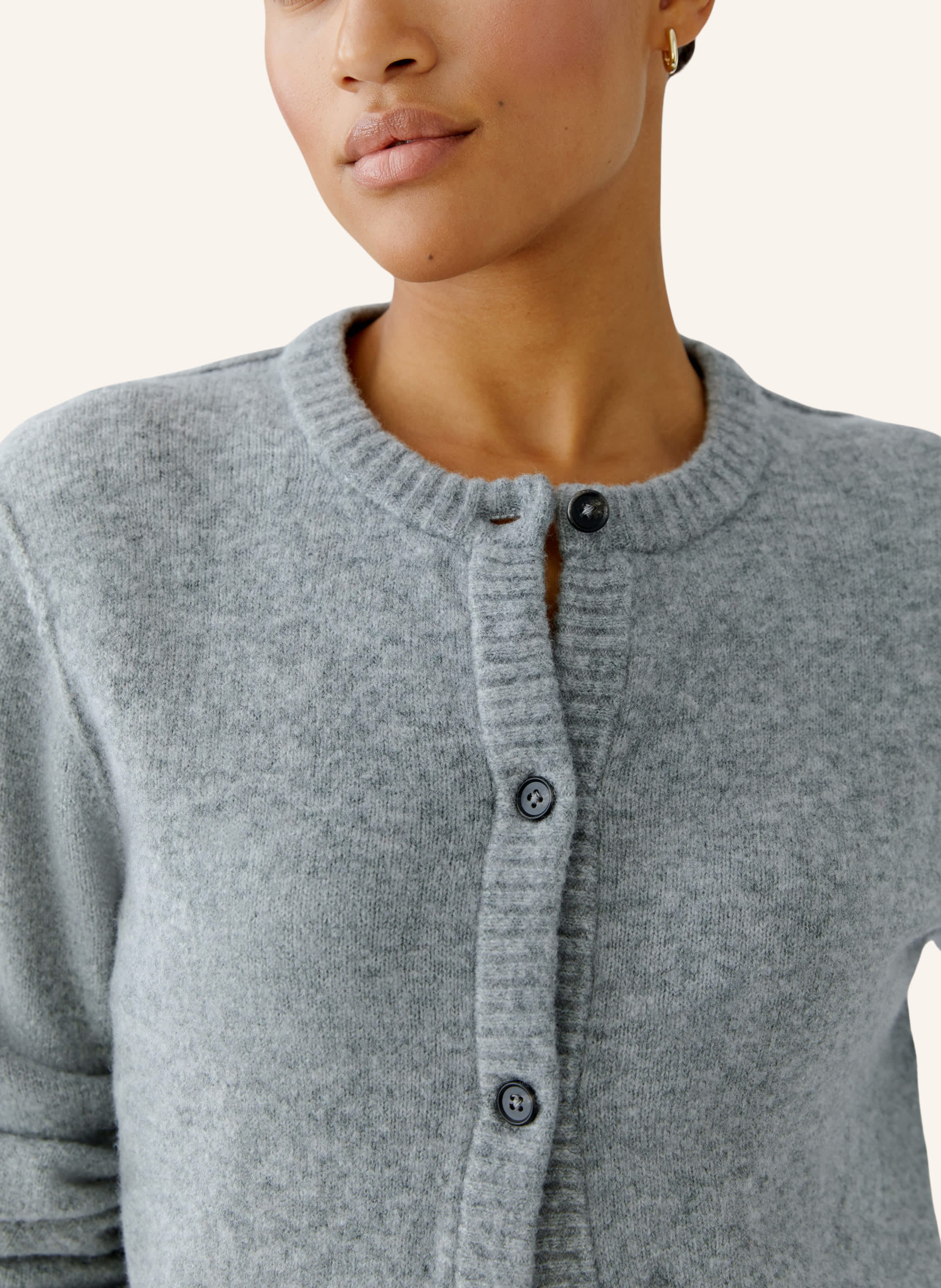 Thumbnail - Oui Strickjacke Ilaya grau