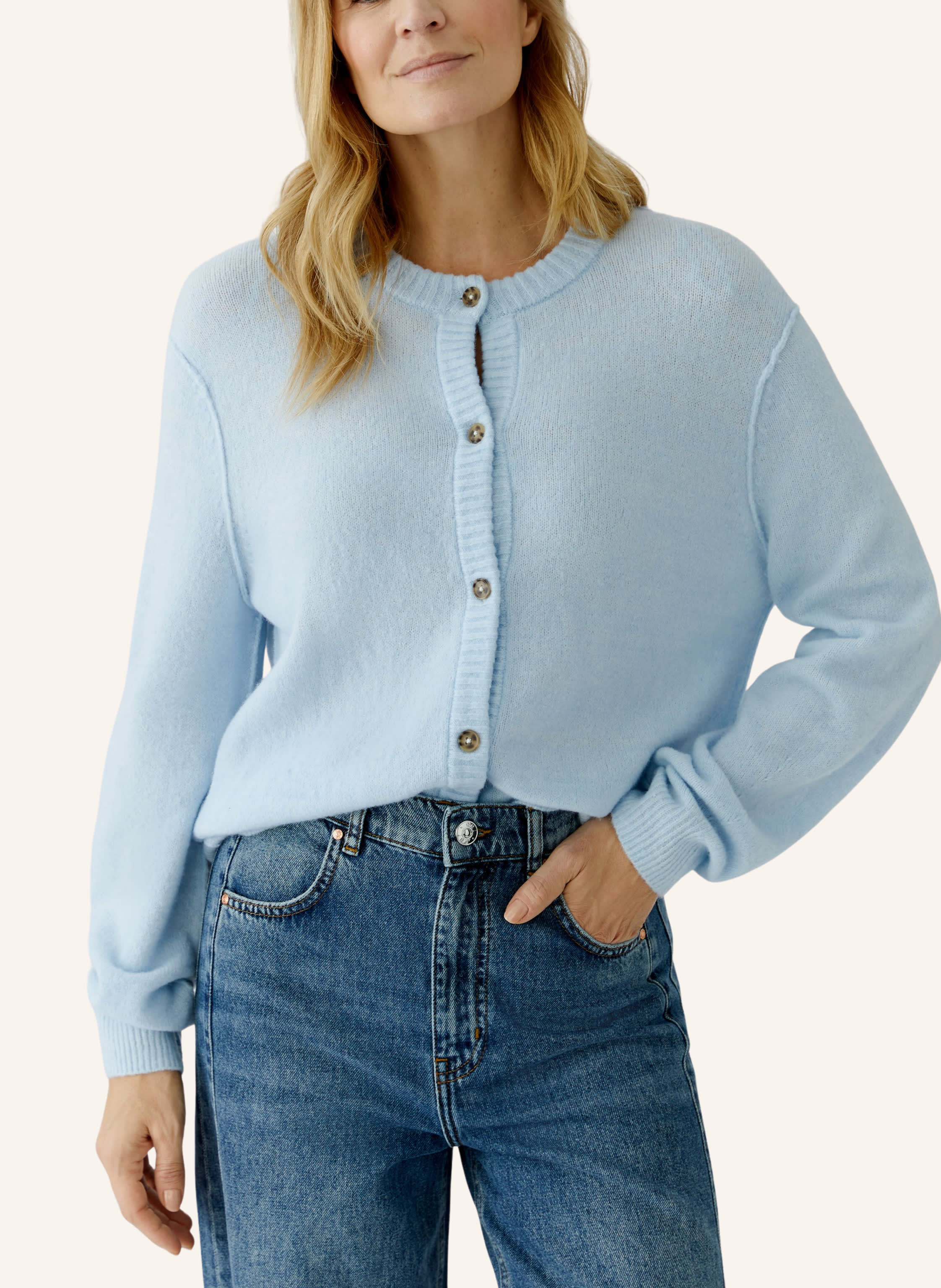 Thumbnail - Oui Strickjacke Ilaya blau