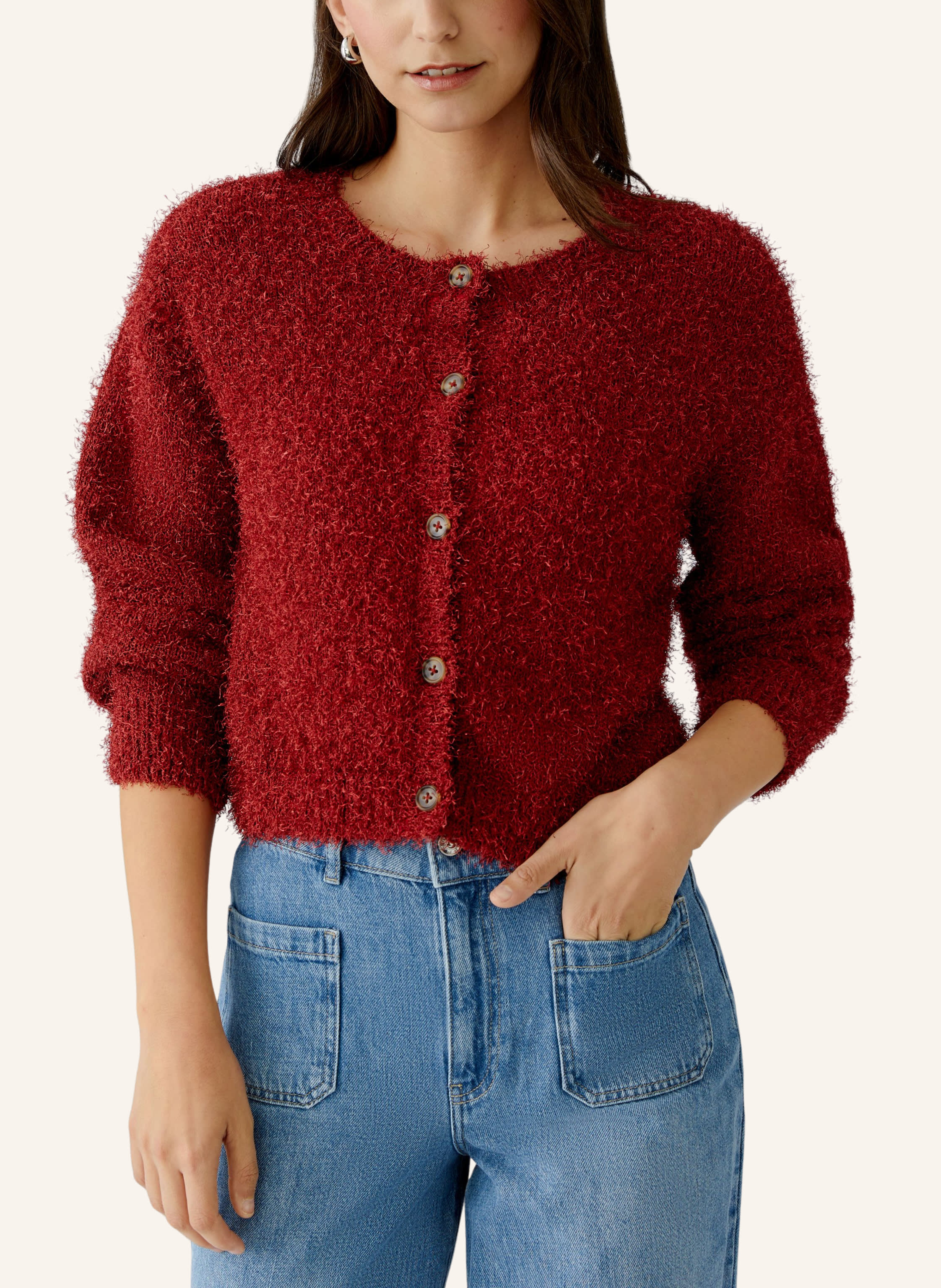 Thumbnail - Oui Strickjacke rot