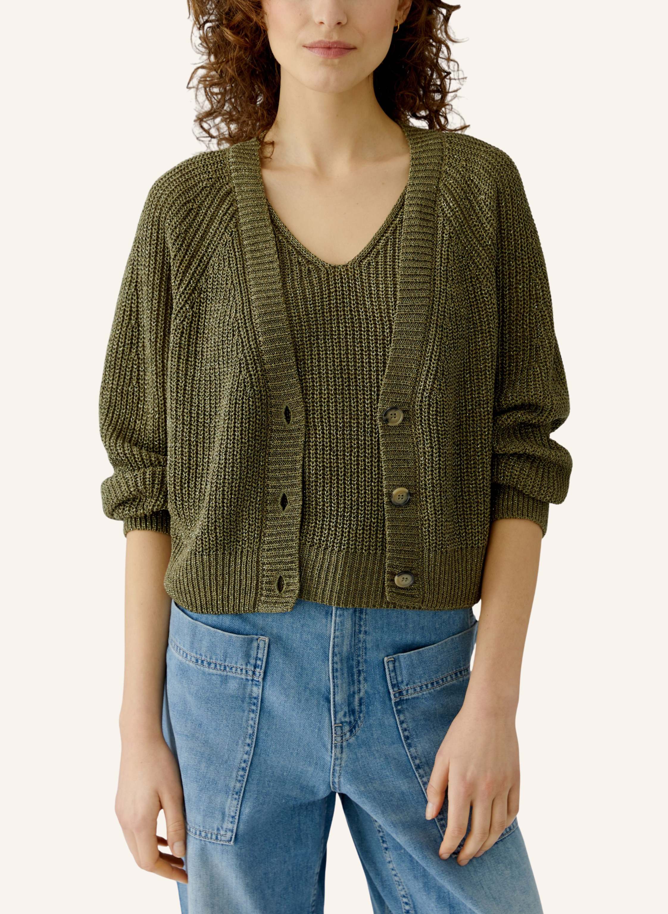 Thumbnail - Oui Strickjacke gelb