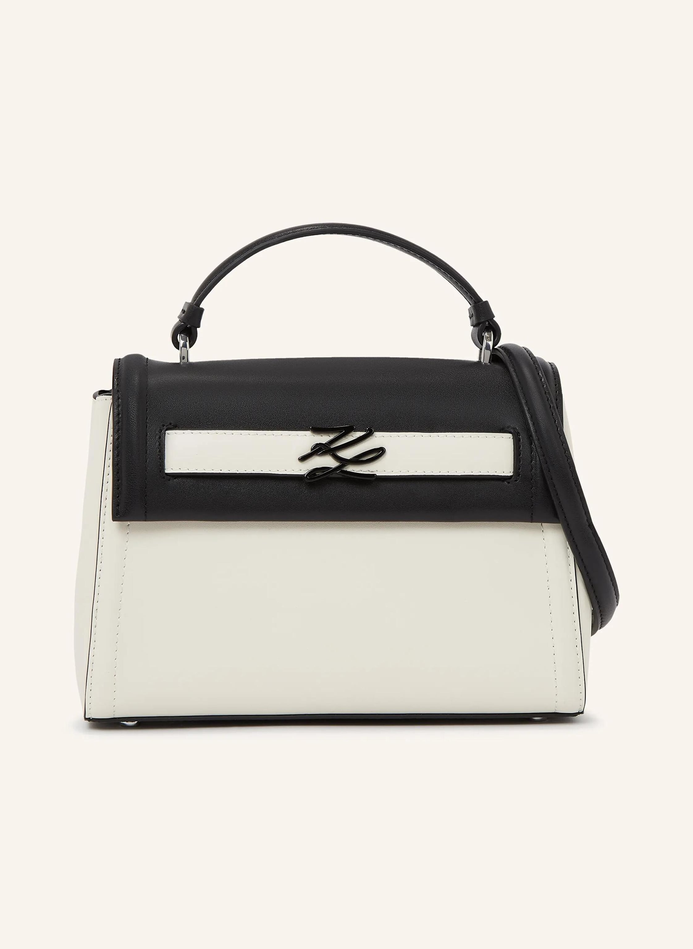 Karl Lagerfeld Zeitlose Eleganz mit einem modernen Touch: Diese Tasche mit Tragegriff oben zieht mit dem markanten Color-Block-Design und dem Signature-Karl Autograph-Verschluss alle Blicke auf sich. Der elegante Ri in schwarz