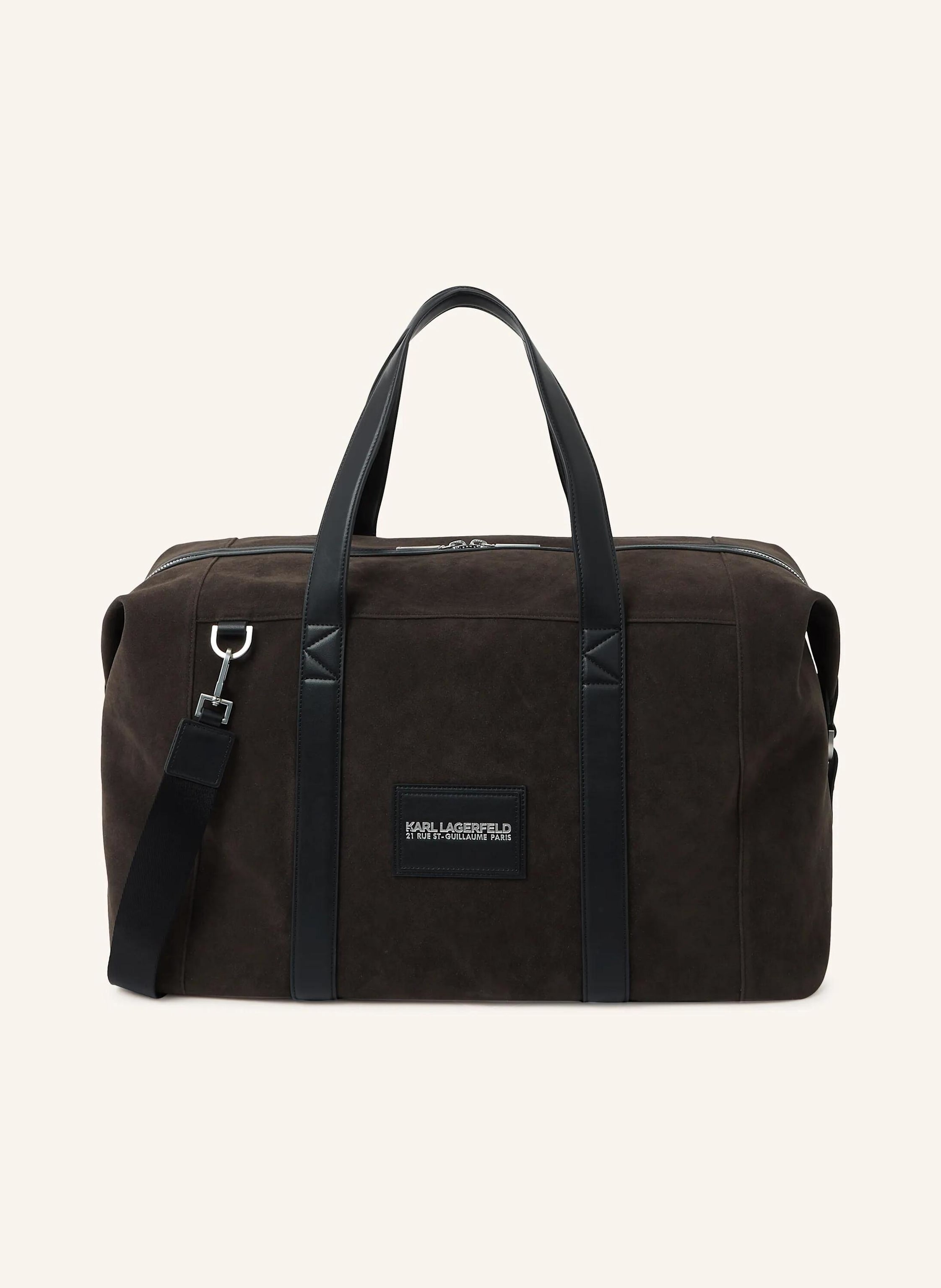 Karl Lagerfeld Diese aus weichem Wildlederimitat gefertigte Weekender-Tasche überzeugt durch ihre strukturierte Form und zwei Tragegriffe und vereint raffinierten Stil mit praktischer Funktionalität für Ihren nächst in braun