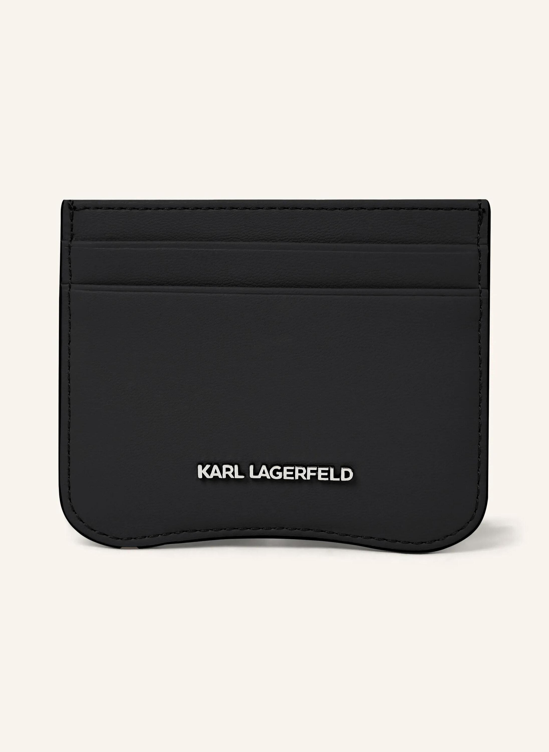 Karl Lagerfeld Sleek and ultra-slim, this cardholder glides effortlessly into your hand. Designed with four card slots and a chic metal Ikon Karl detail, it redefines minimalist luxury. Ultra-slim silhouette. Four e in schwarz