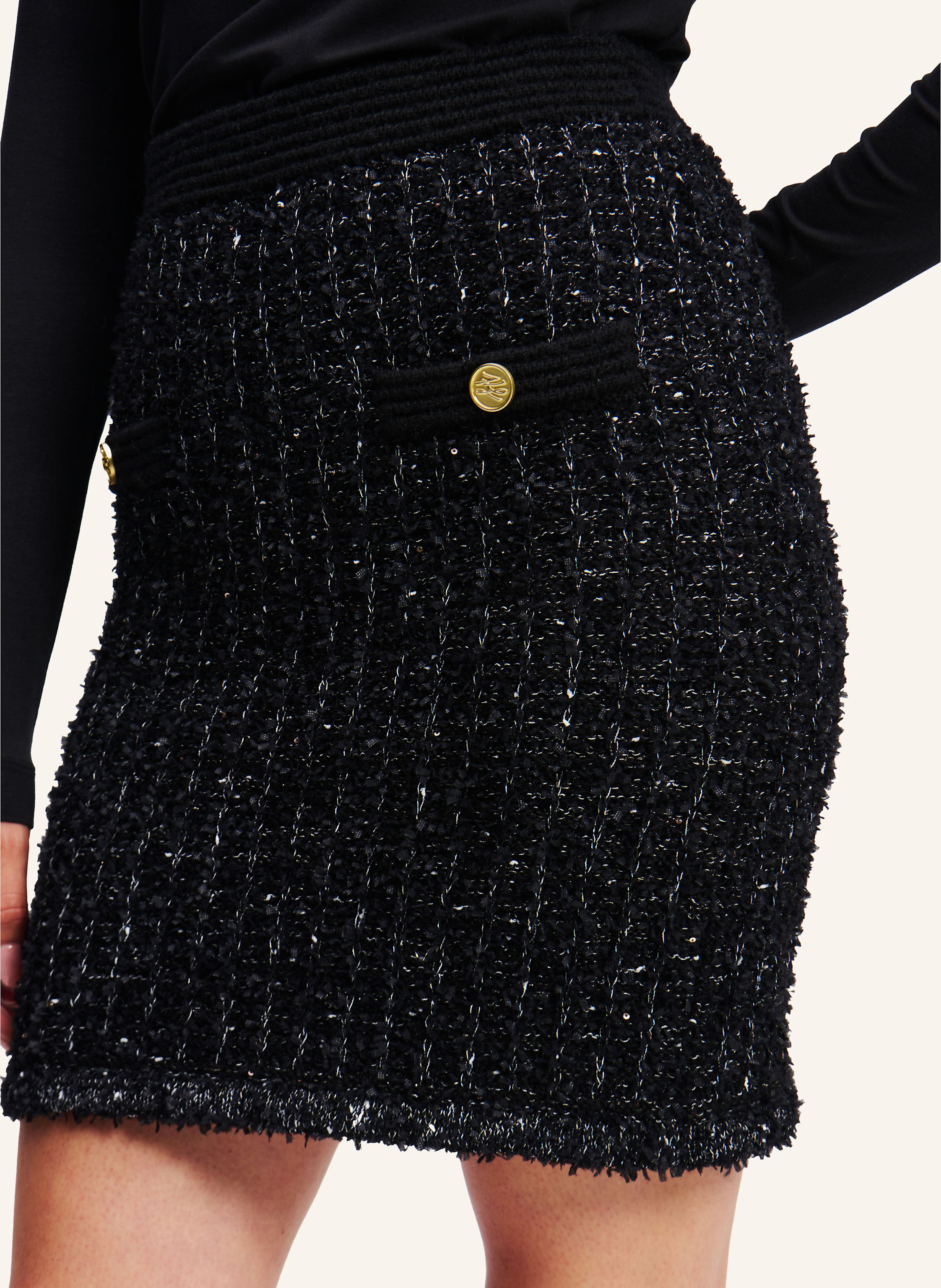 Thumbnail - Karl Lagerfeld Karl Essential Strickrock Aus Bouclé schwarz