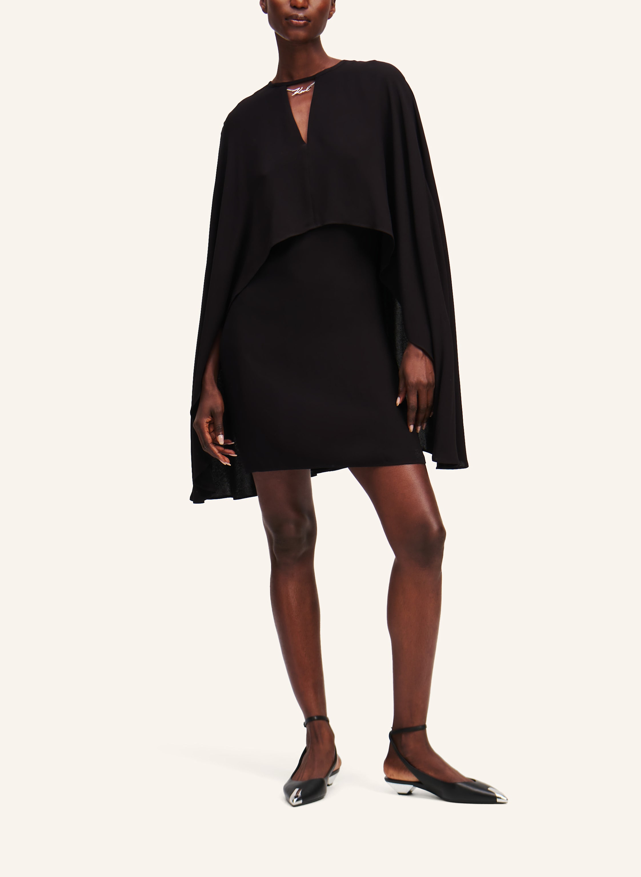 Thumbnail - Karl Lagerfeld Kurzes Cape-Kleid schwarz