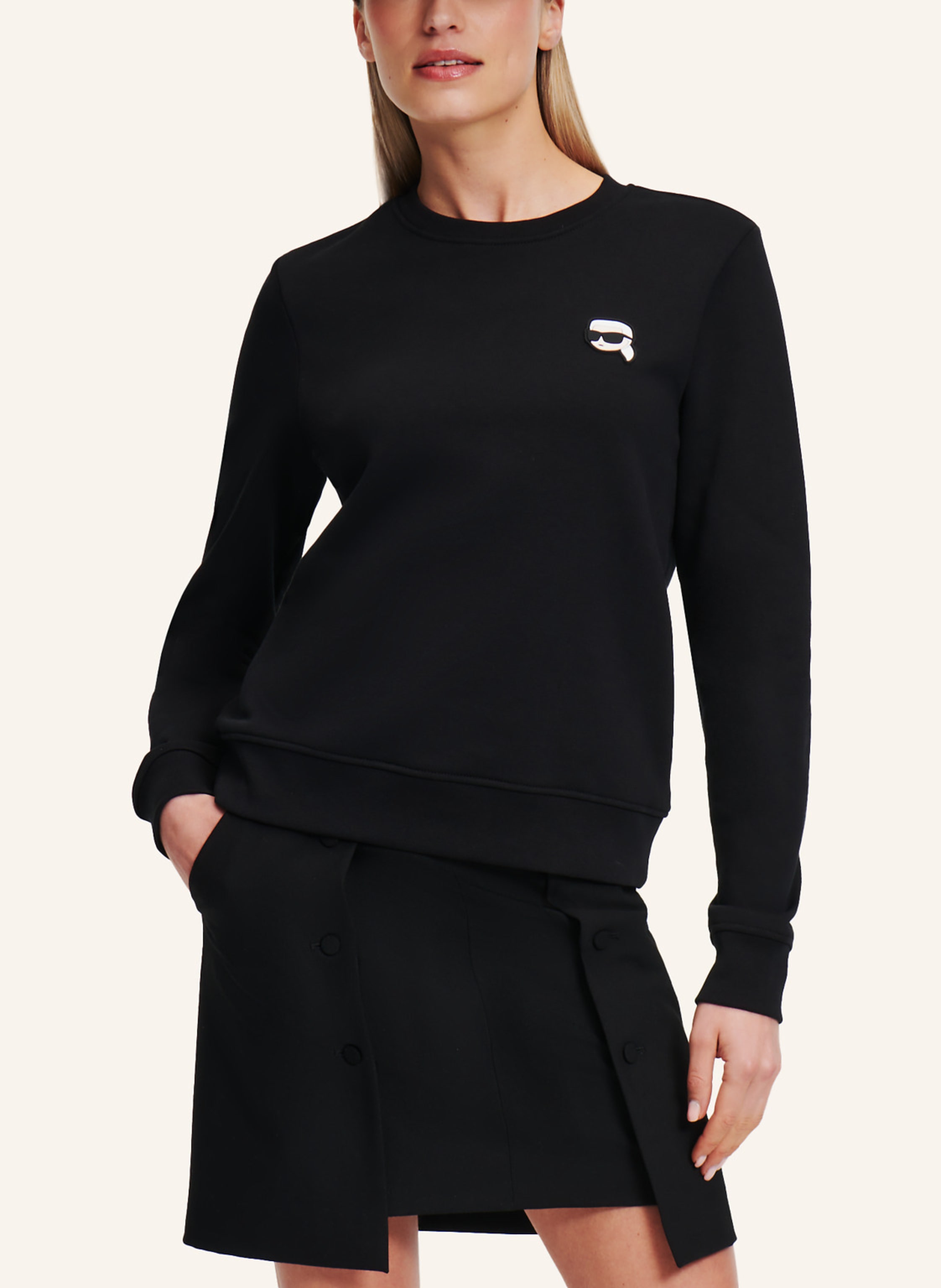 Thumbnail - Karl Lagerfeld Ikon Sweatshirt Mit Aufnäher schwarz