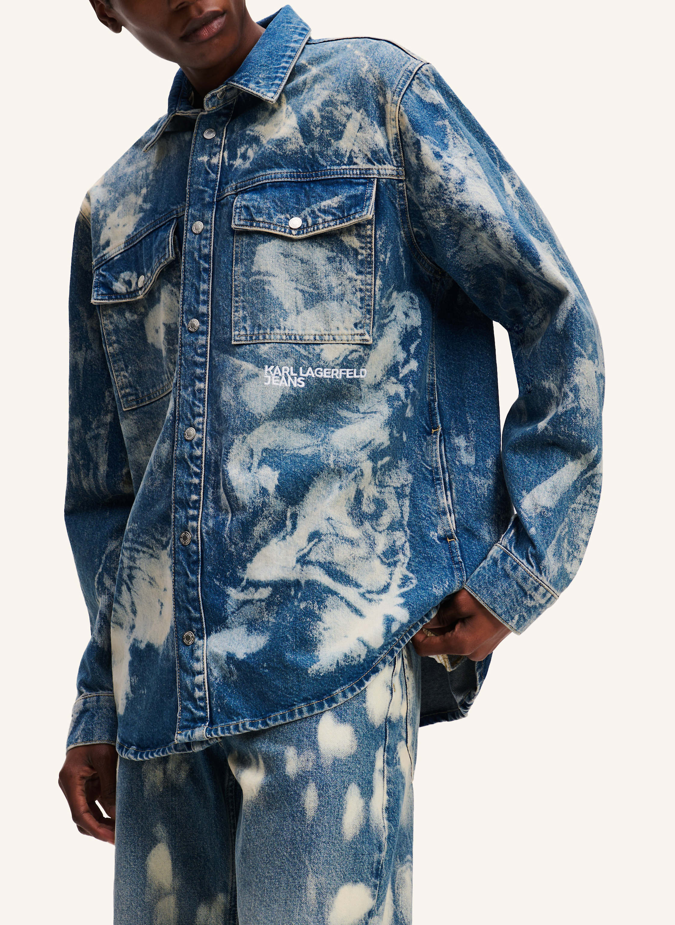 Thumbnail - Karl Lagerfeld Jeans Bleached Denim Overshirt blau