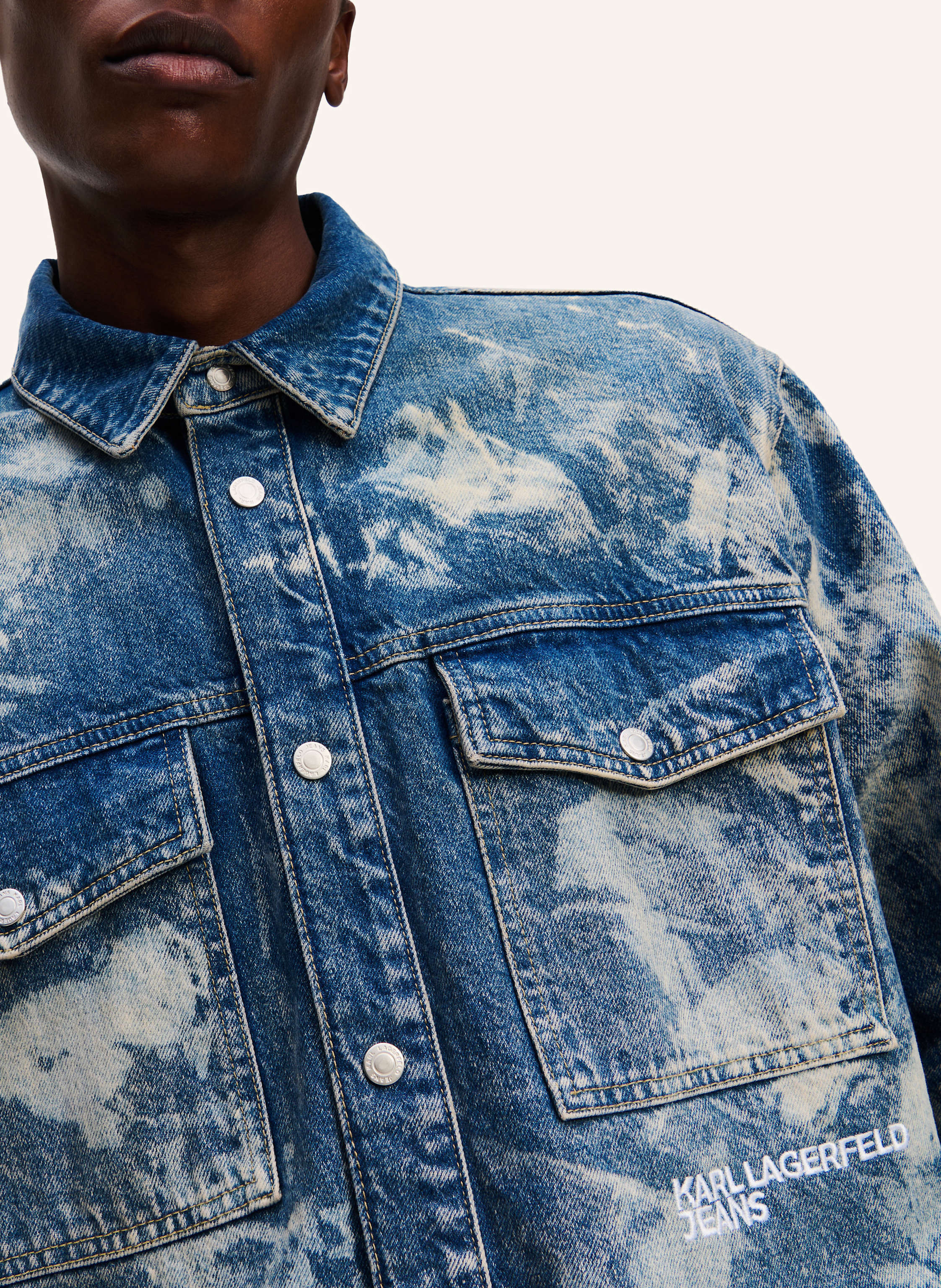 Thumbnail - Karl Lagerfeld Jeans Bleached Denim Overshirt blau