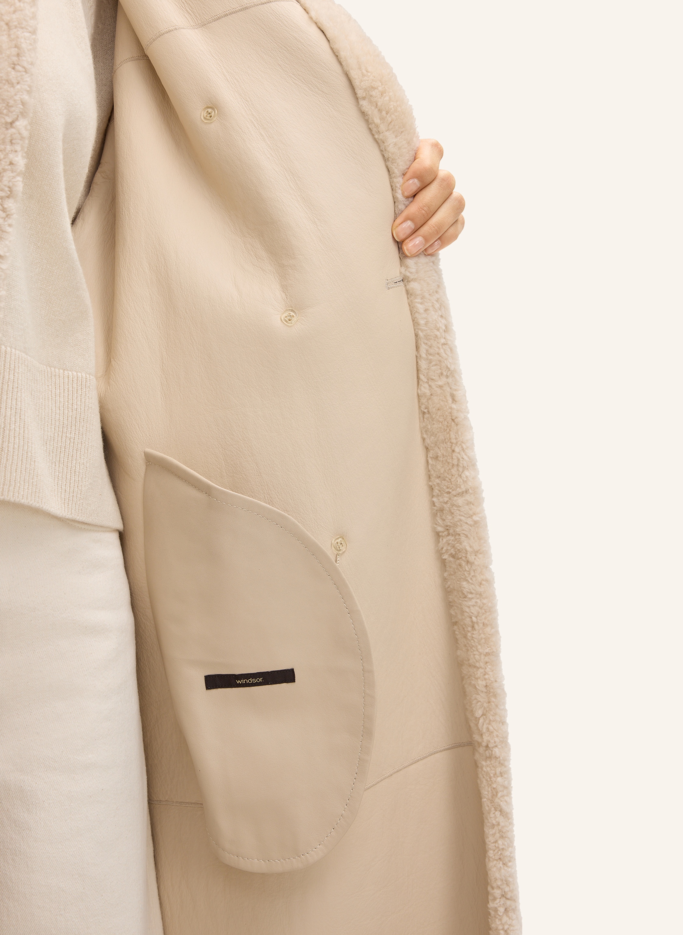 Thumbnail - Windsor. Ledermantel beige