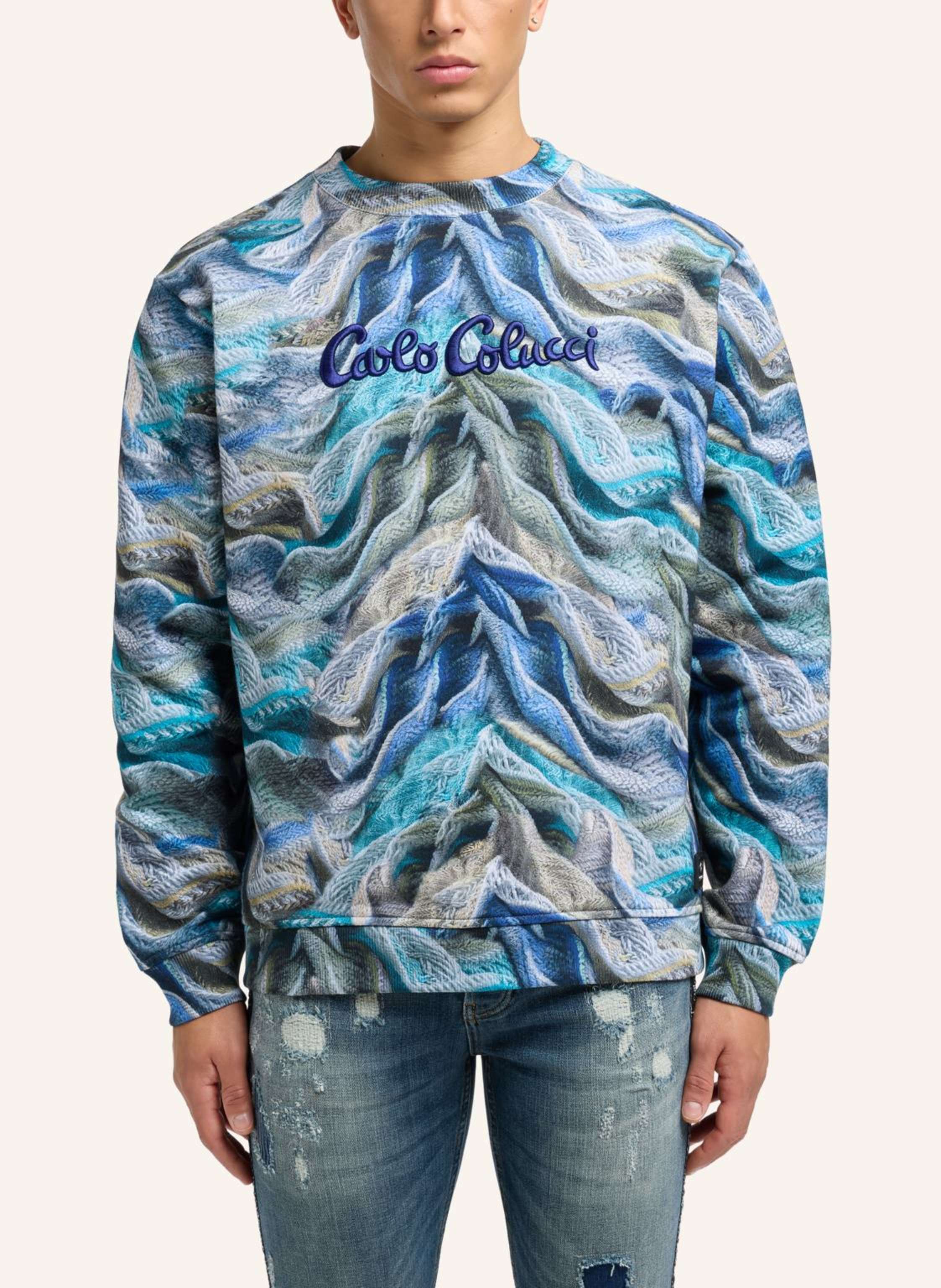 Thumbnail - Carlo Colucci Sweatshirt - Artificial Knit Dotti gruen
