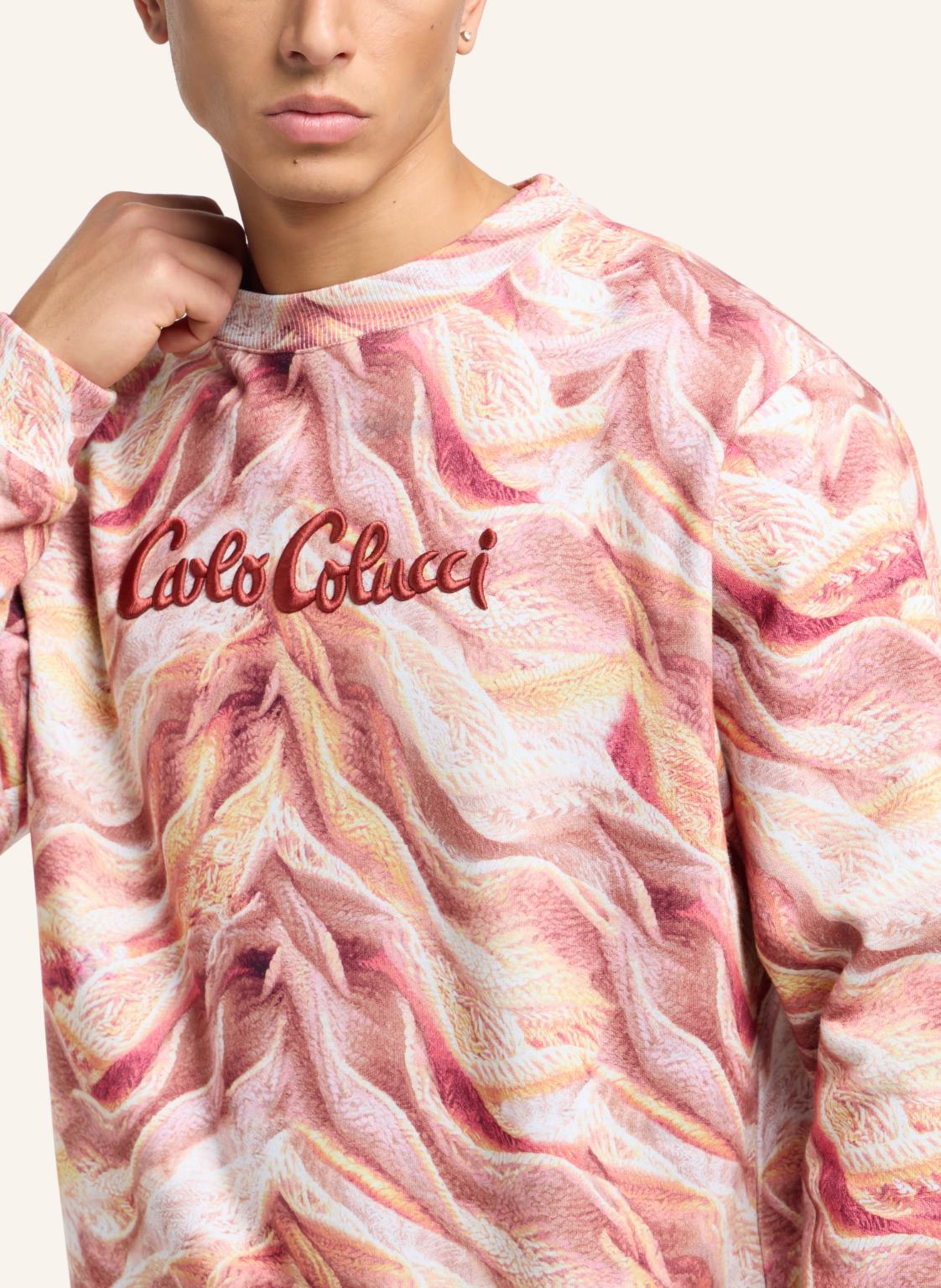 Thumbnail - Carlo Colucci Sweatshirt - Artificial Knit Dotti orange