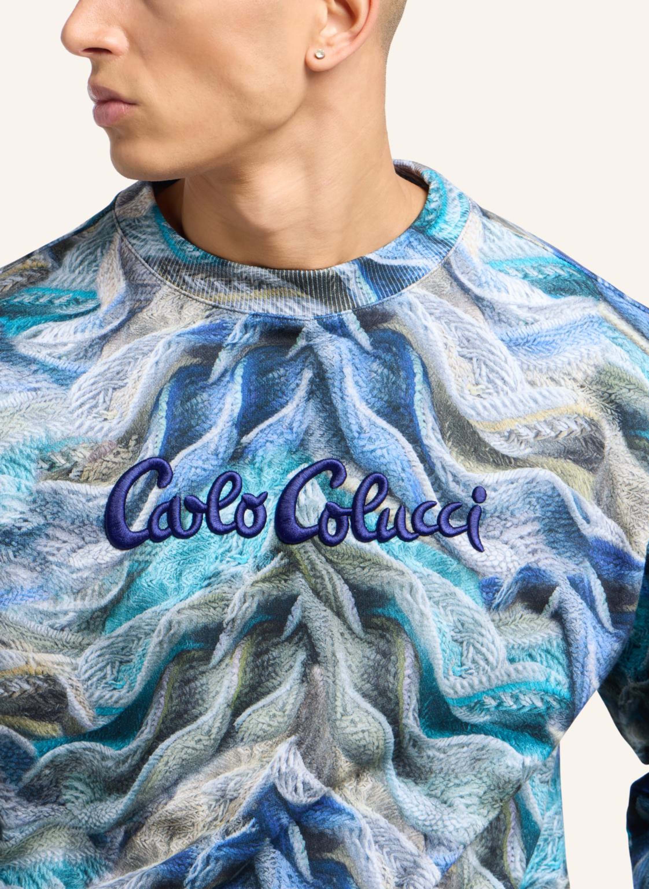 Thumbnail - Carlo Colucci Sweatshirt - Artificial Knit Dotti gruen