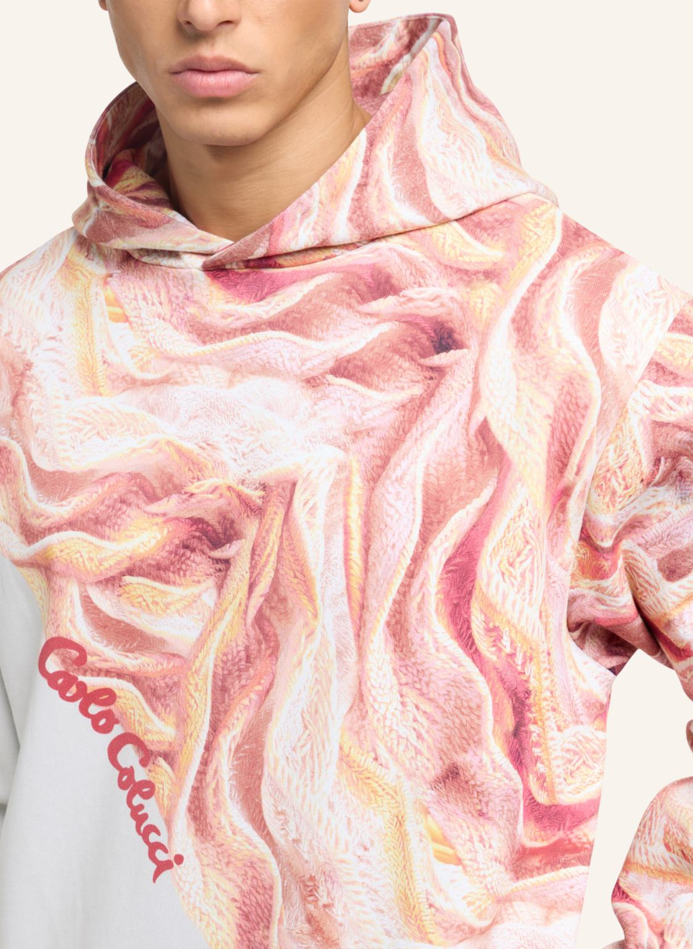 Thumbnail - Carlo Colucci Hoodie - Artificial Knit Draicchio orange