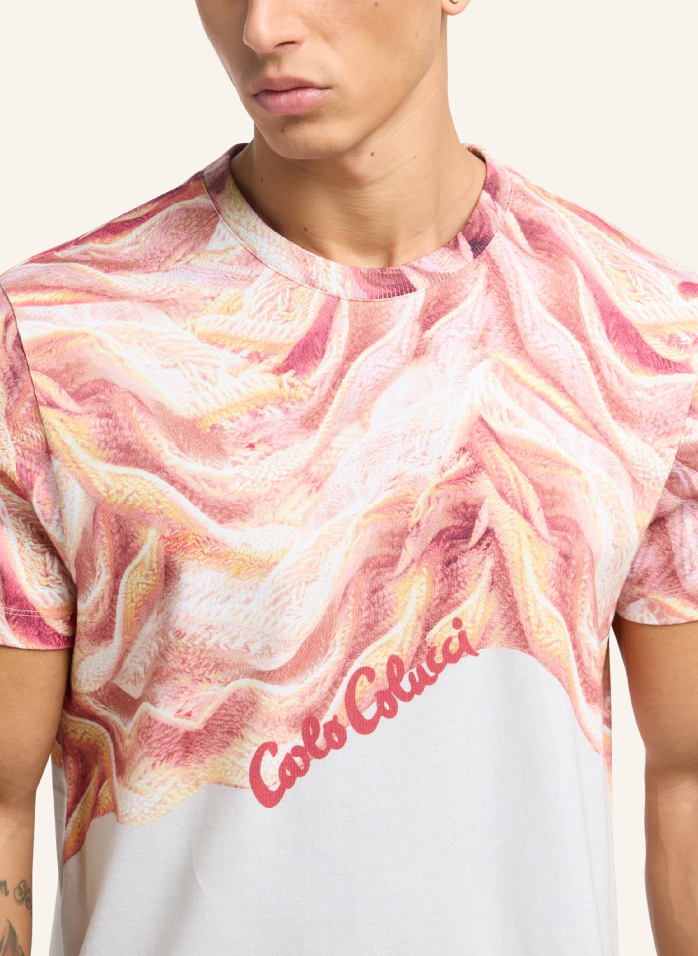 Thumbnail - Carlo Colucci T-Shirt - Artificial Knit Donquerque orange